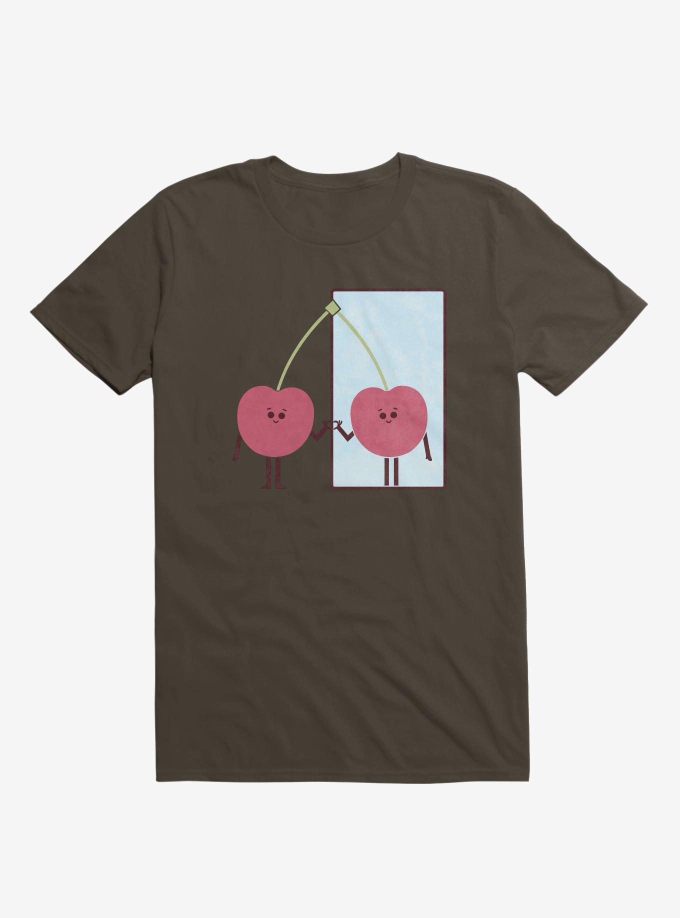 Love Yourself Cherry Looking In Mirror Brown T-Shirt, BROWN, hi-res