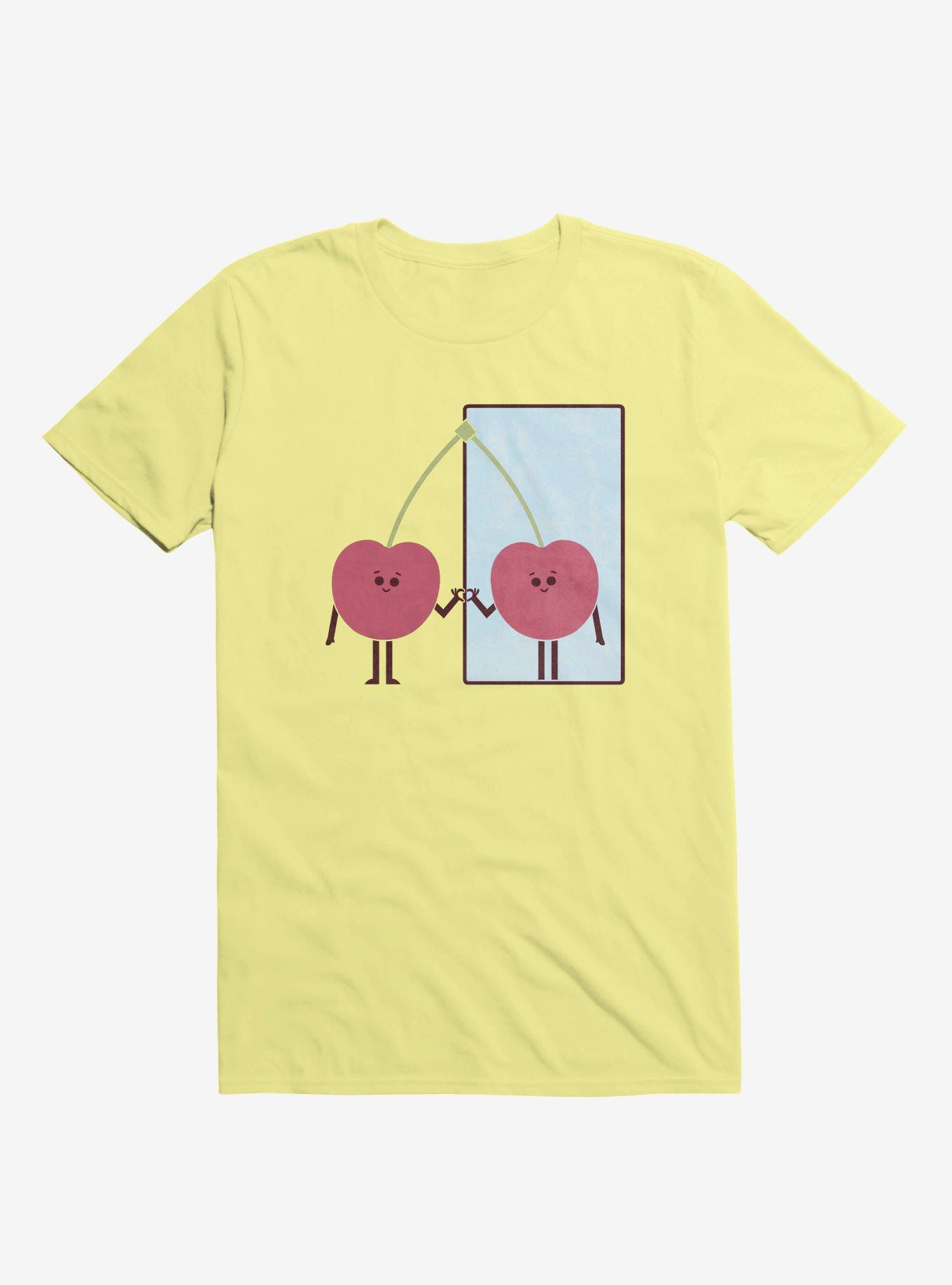 Love Yourself Cherry Looking In Mirror Corn Silk Yellow T-Shirt, CORN SILK, hi-res