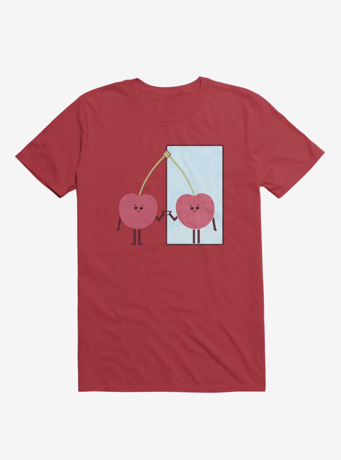 Love Yourself Cherry Looking In Mirror Red T-Shirt, , hi-res