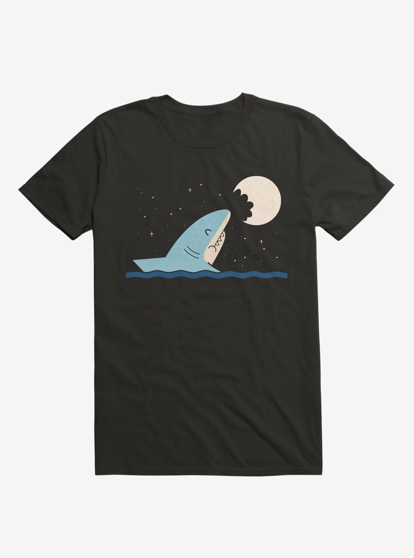 Shark Moon Bite Black T-Shirt, BLACK, hi-res