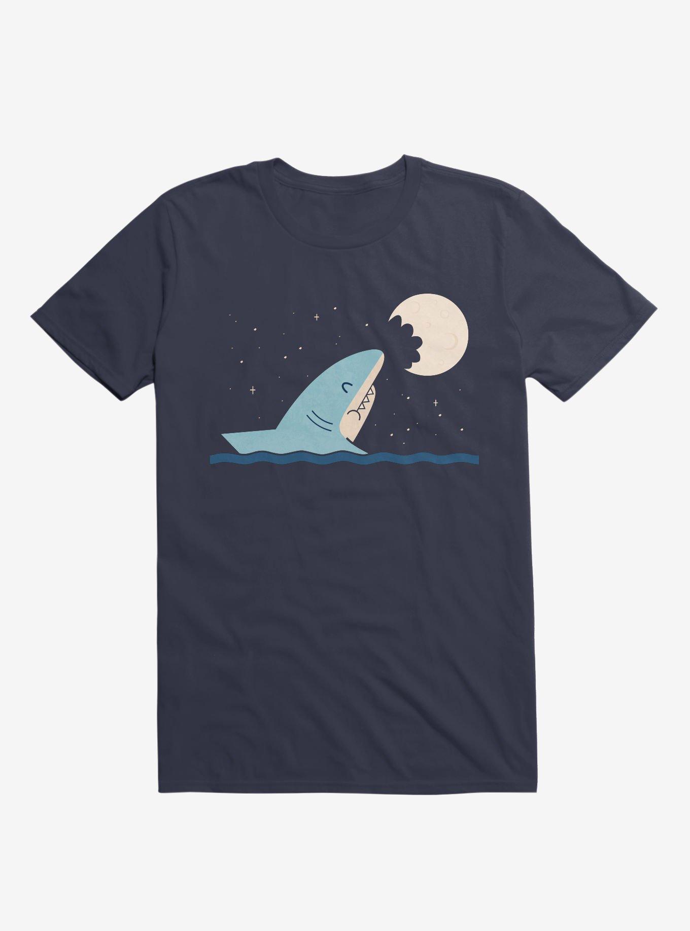 Shark Moon Bite Navy Blue T-Shirt, NAVY, hi-res