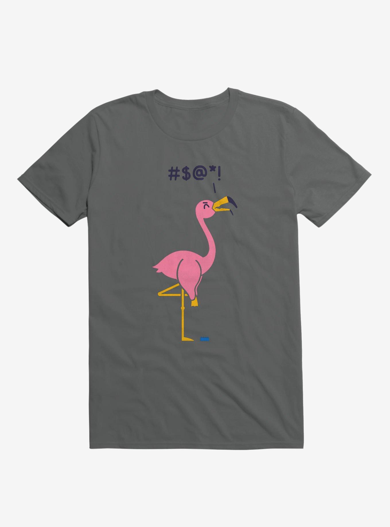 Ouch! Flamingo Charcoal Grey T-Shirt, , hi-res