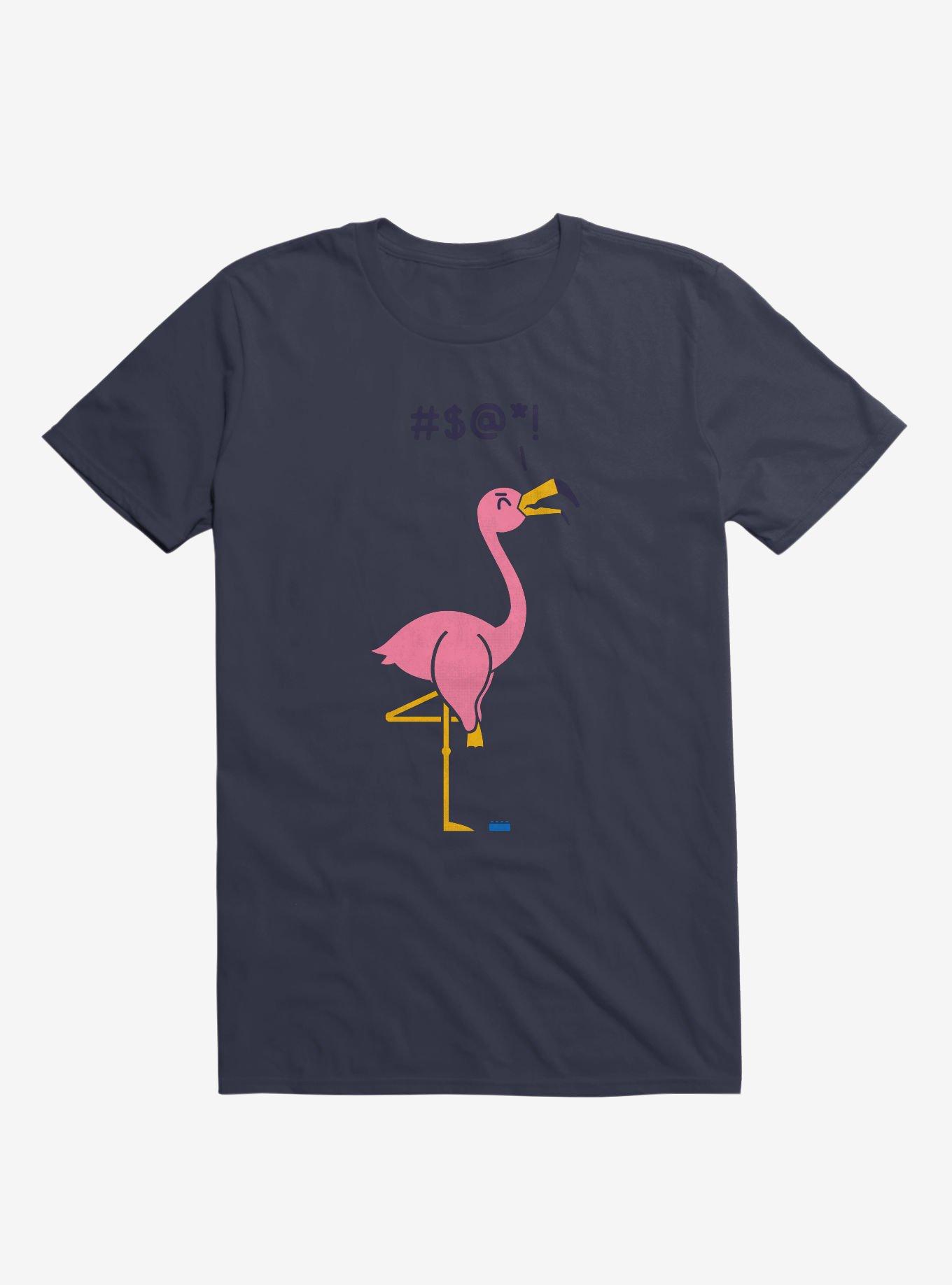Ouch! Flamingo Navy Blue T-Shirt, , hi-res