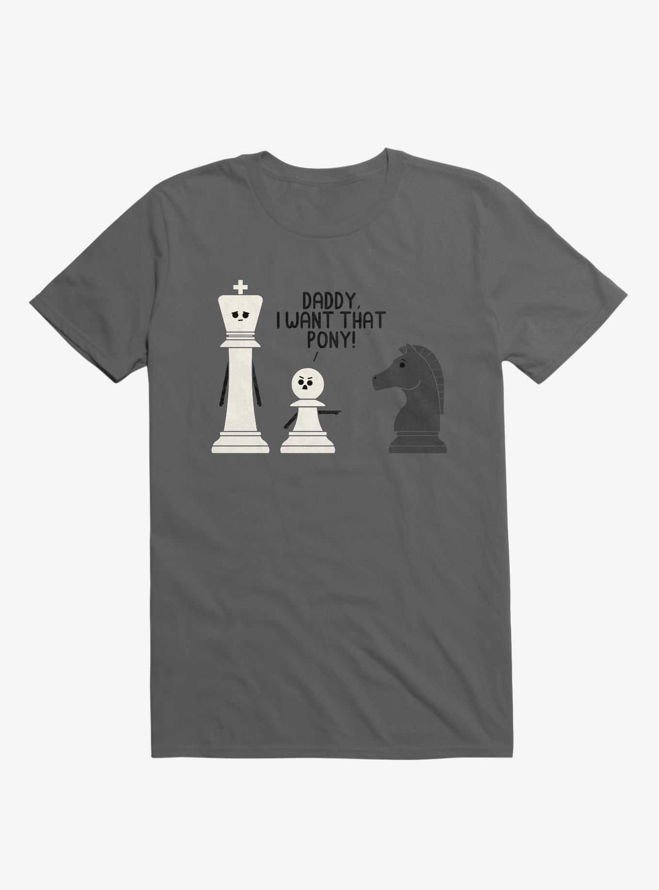 Daddy, I Want That Pony! Chess Pieces Charcoal Grey T-Shirt, , hi-res