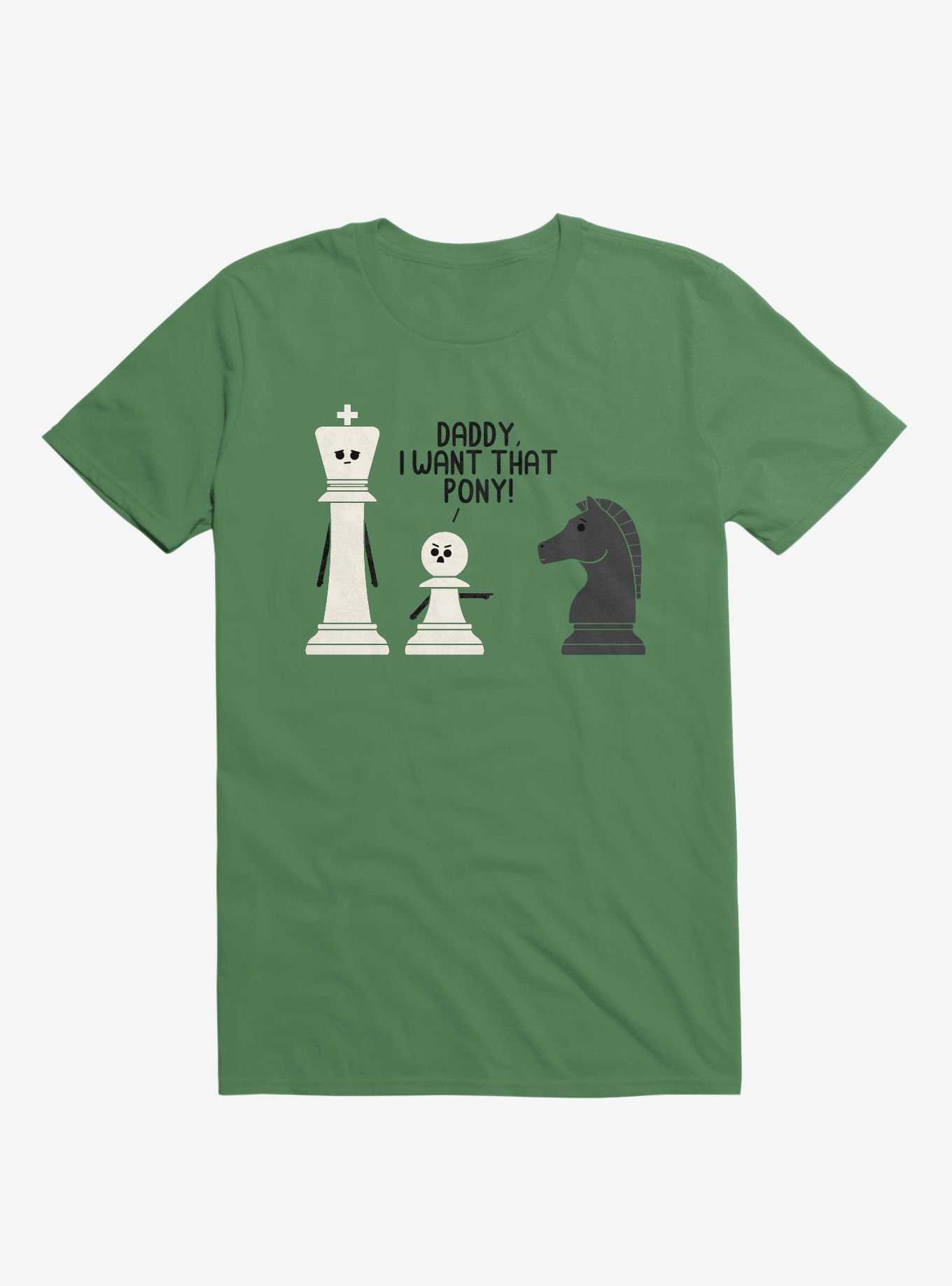 Daddy, I Want That Pony! Chess Pieces Irish Green T-Shirt, , hi-res