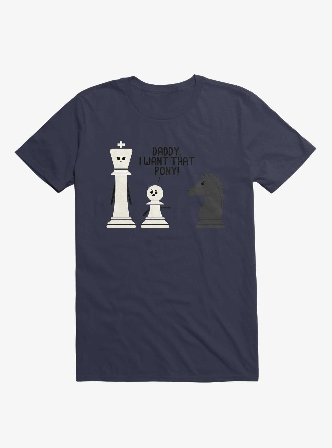 Daddy, I Want That Pony! Chess Pieces Navy Blue T-Shirt, , hi-res