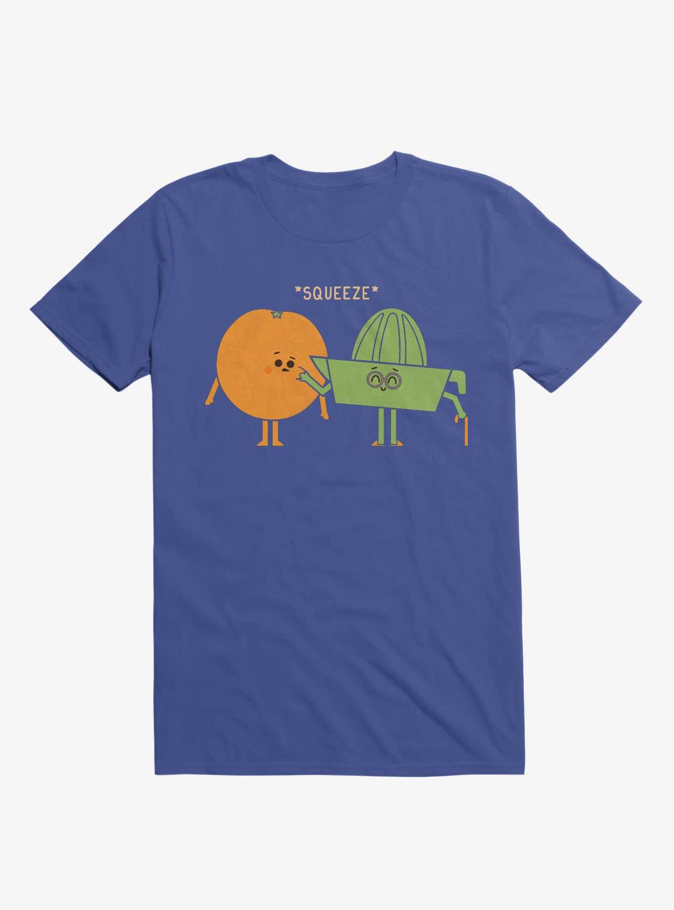 Squeeze Juicer Squeezing Orange Royal Blue T-Shirt, , hi-res