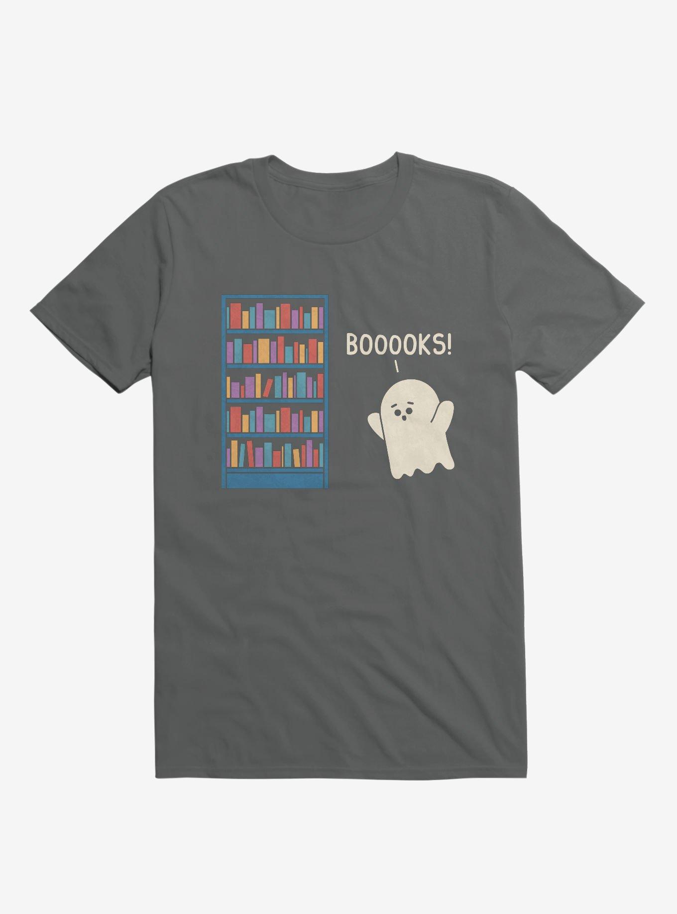 Booooks! Ghost Book Library Lover Charcoal Grey T-Shirt