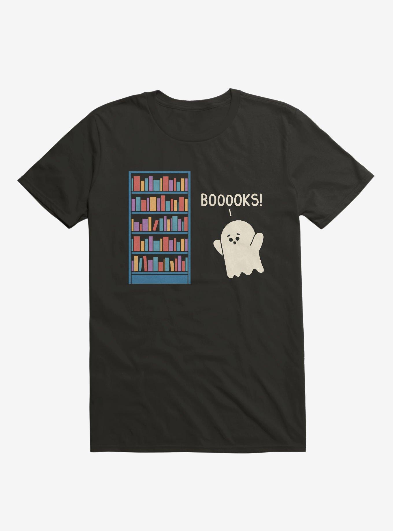 Booooks! Ghost Book Library Lover Black T-Shirt, , hi-res