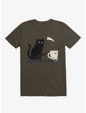 Impending Doom Cat Vs. Cup Brown T-Shirt, , hi-res