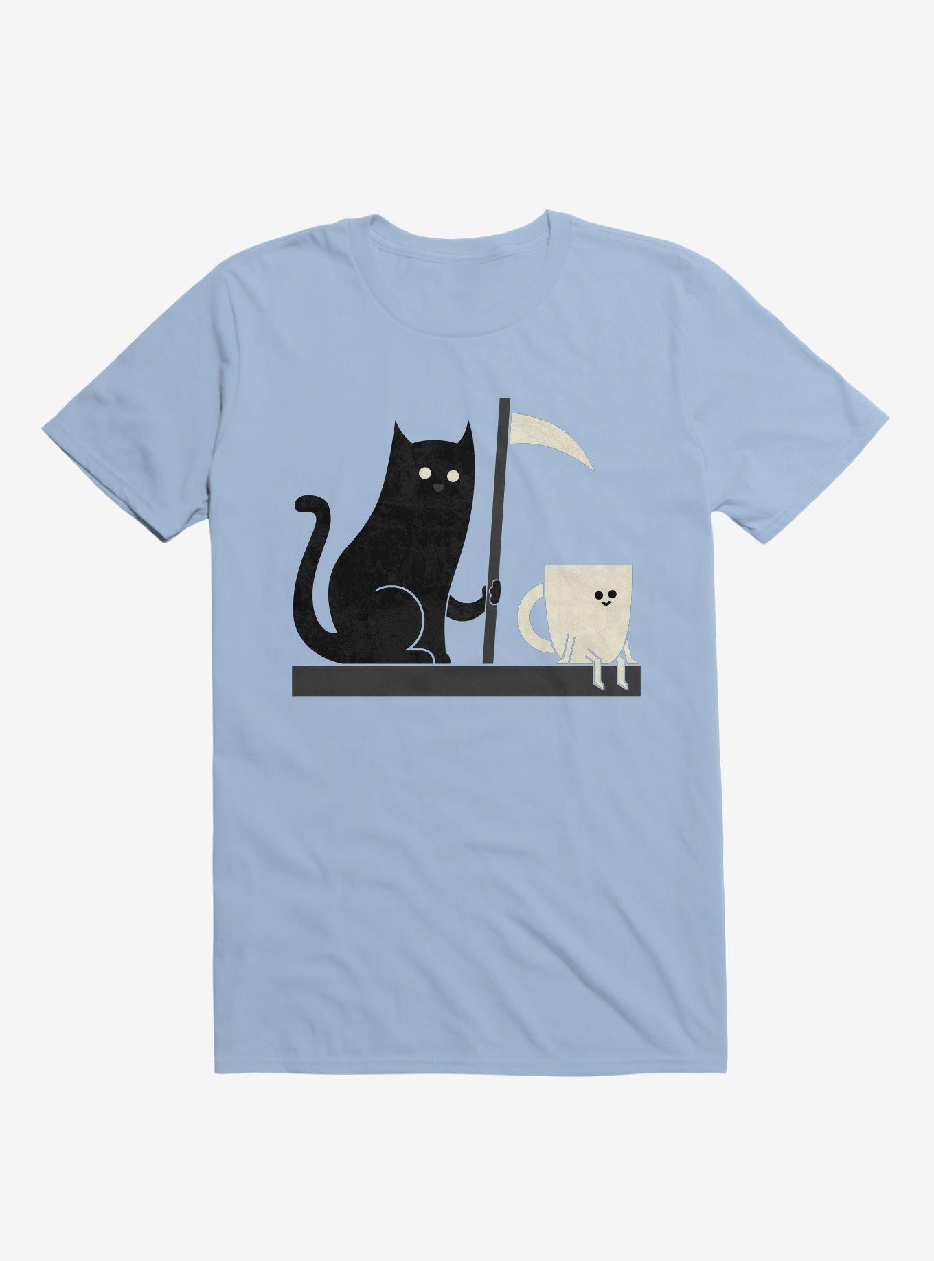 Impending Doom Cat Vs. Cup Light Blue T-Shirt, LIGHT BLUE, hi-res