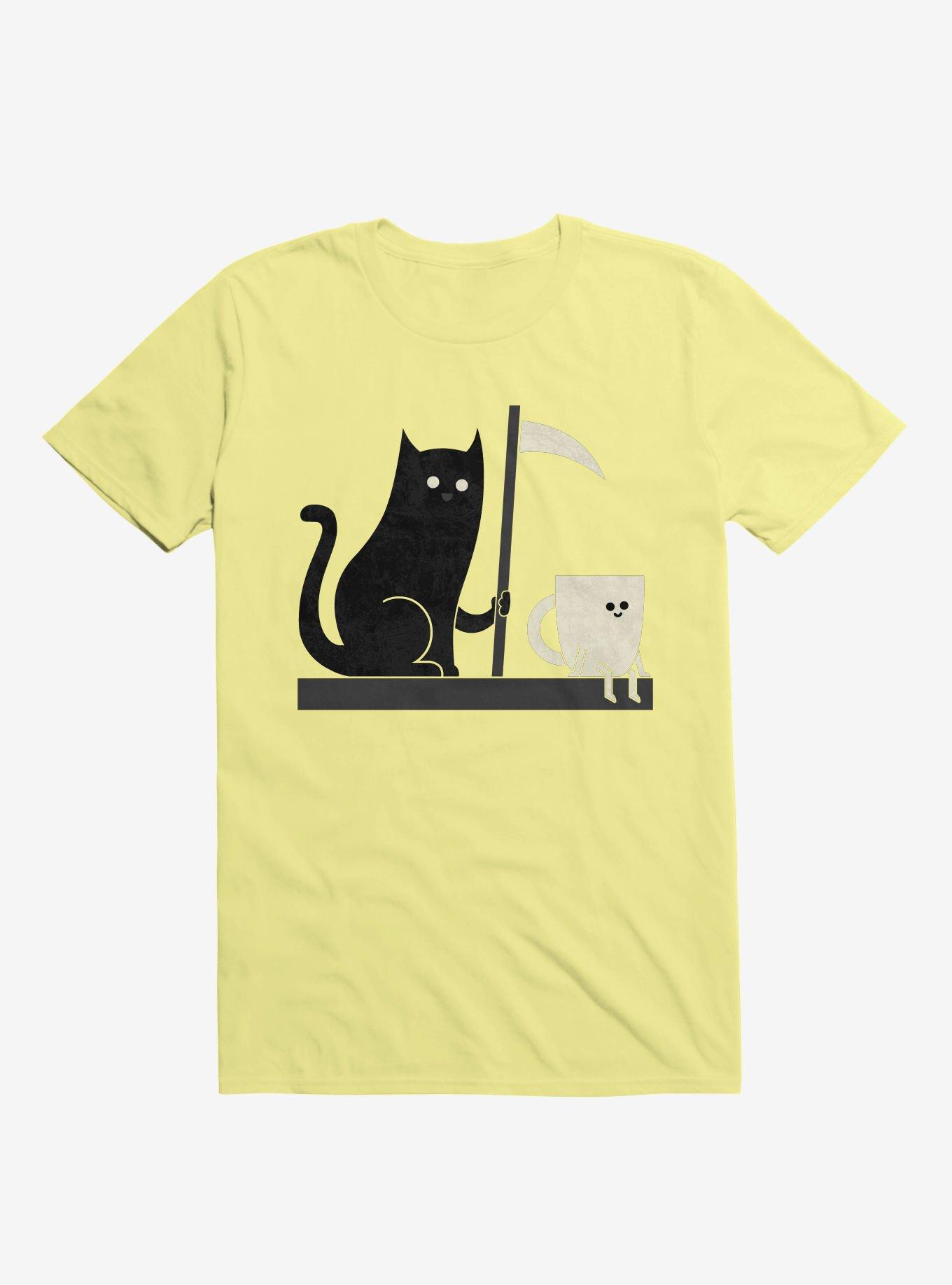 Impending Doom Cat Vs. Cup Corn Silk Yellow T-Shirt, CORN SILK, hi-res