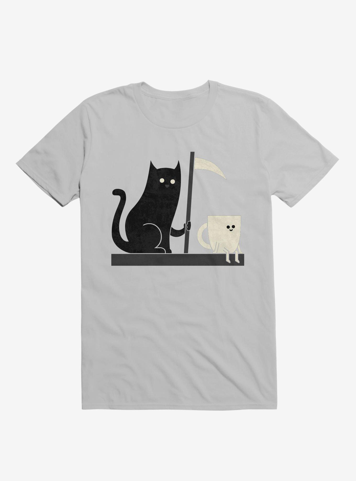 Impending Doom Cat Vs. Cup Ice Grey T-Shirt