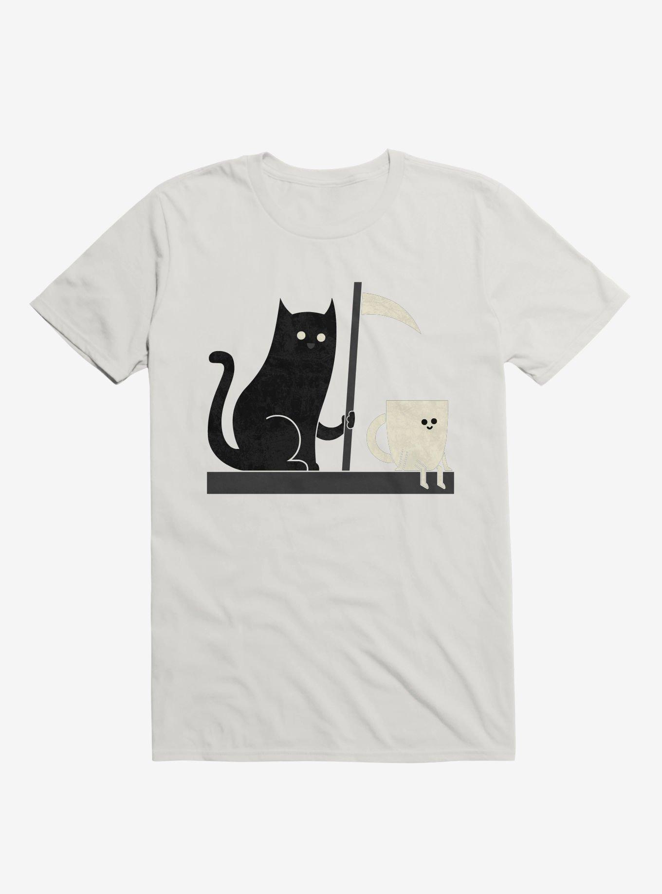 Impending Doom Cat Vs. Cup White T-Shirt, WHITE, hi-res