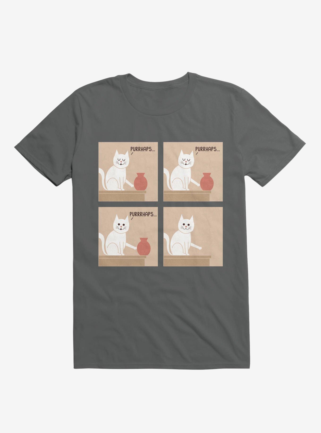 Purrhaps... Mischievous Cat Charcoal Grey T-Shirt, , hi-res