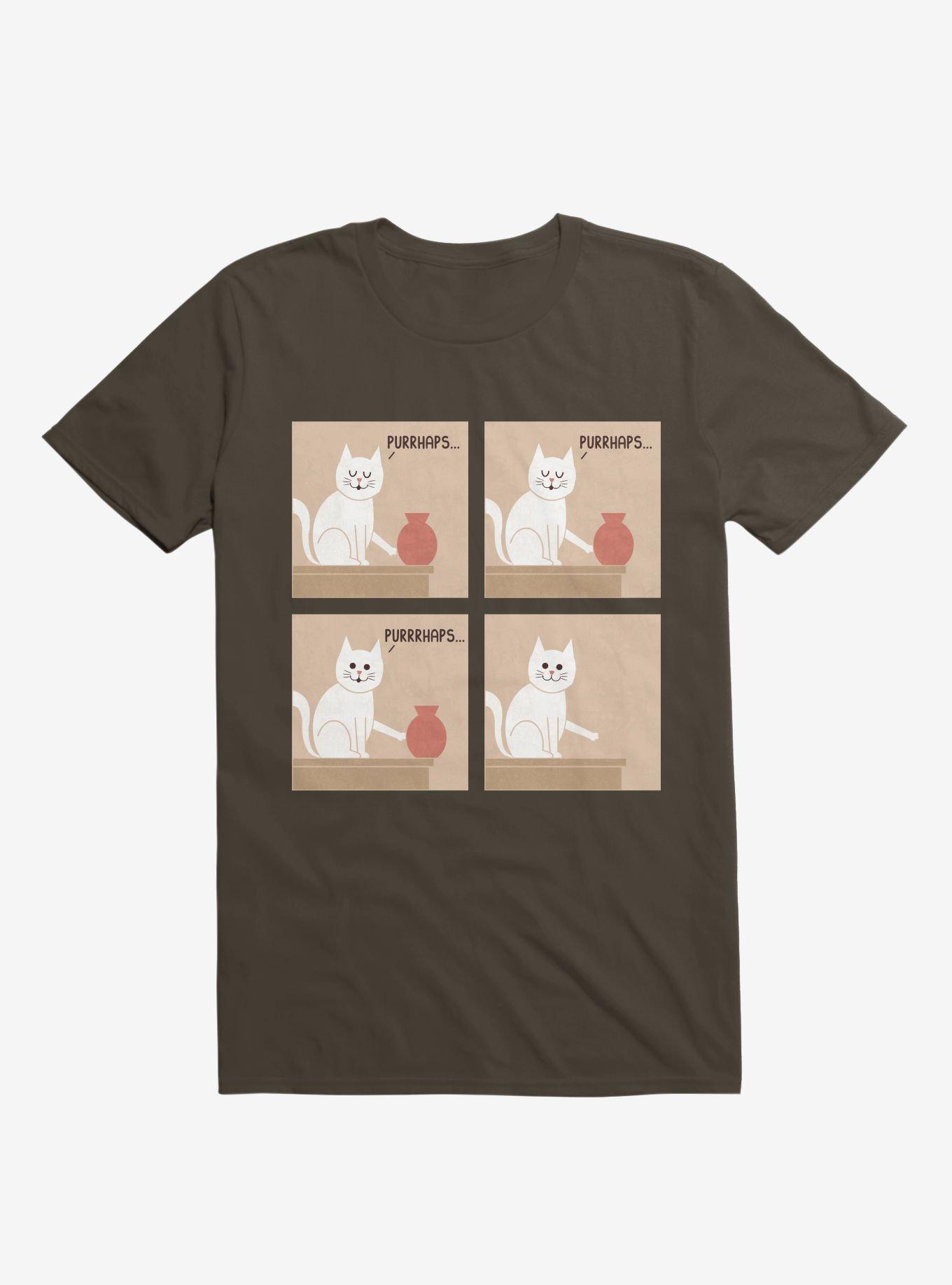 Purrhaps... Mischievous Cat Brown T-Shirt, , hi-res