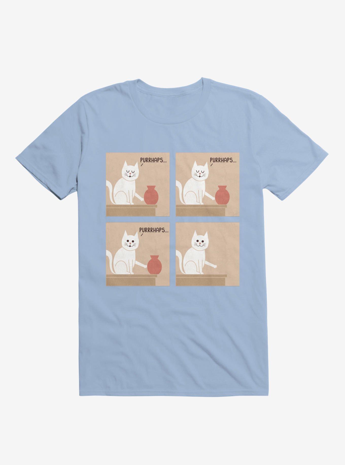 Purrhaps... Mischievous Cat Light Blue T-Shirt, , hi-res