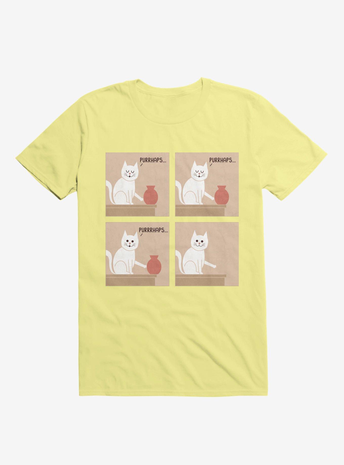 Purrhaps... Mischievous Cat Corn Silk Yellow T-Shirt, CORN SILK, hi-res