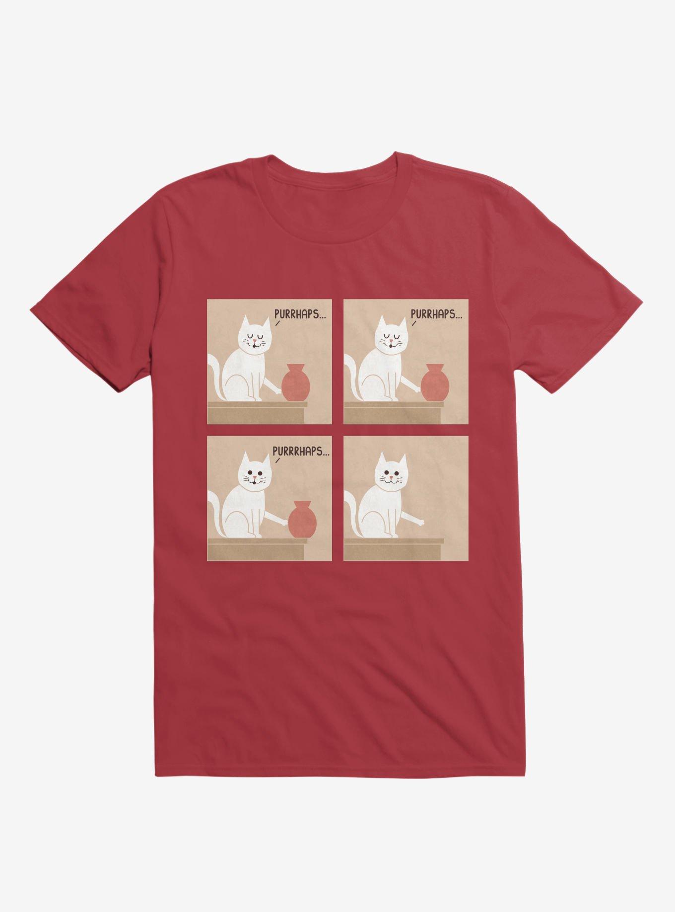 Purrhaps... Mischievous Cat Red T-Shirt, RED, hi-res