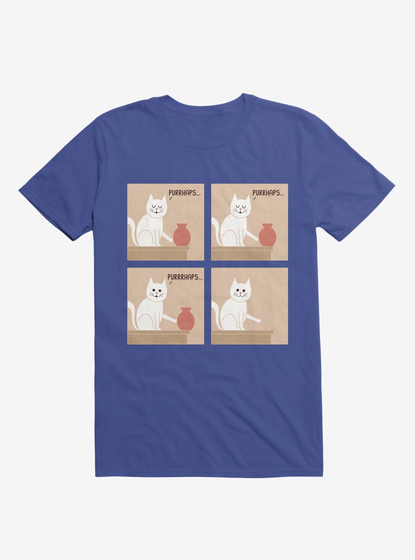 Purrhaps... Mischievous Cat Royal Blue T-Shirt, , hi-res