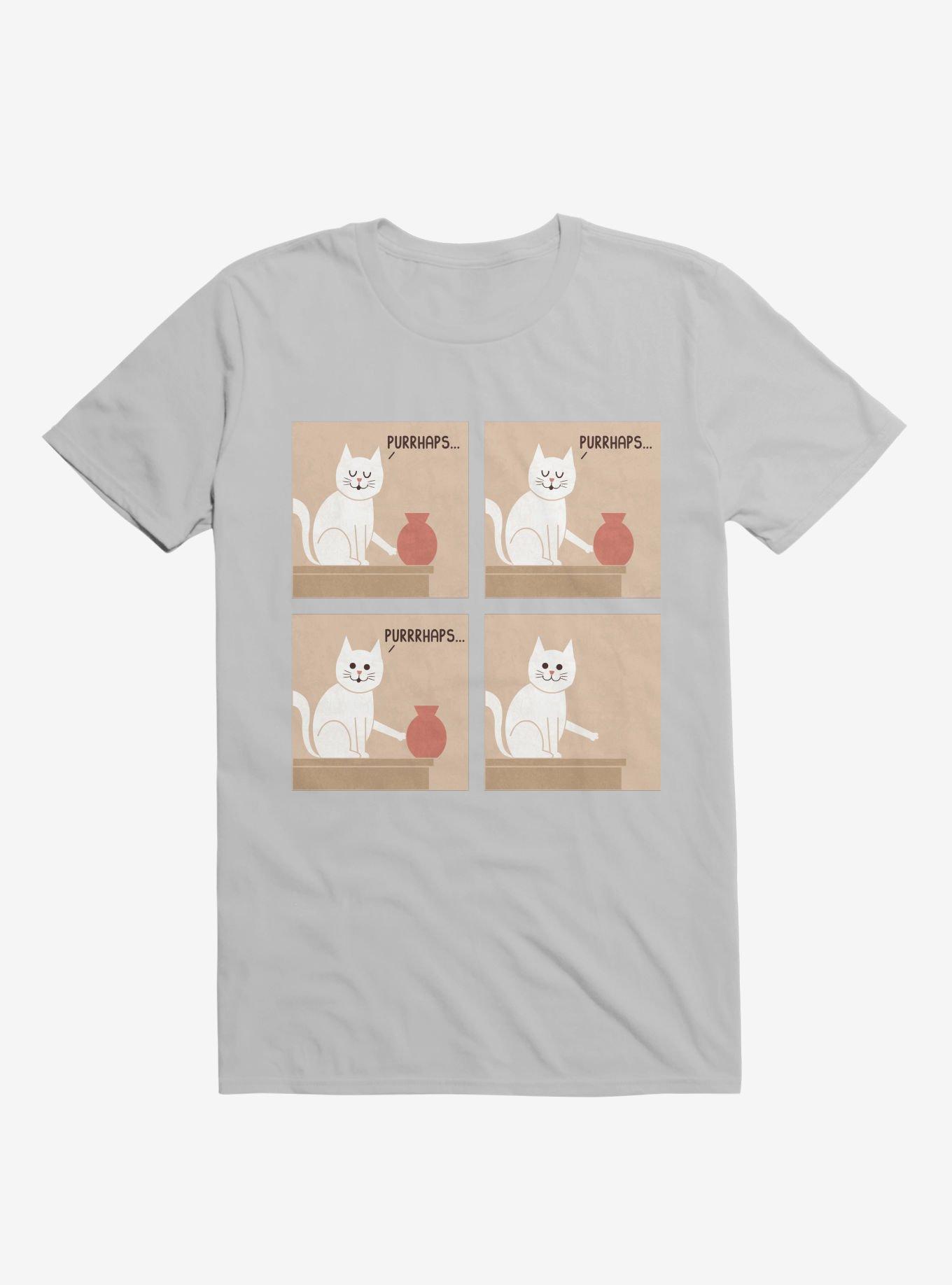 Purrhaps... Mischievous Cat Ice Grey T-Shirt, ICE GREY, hi-res