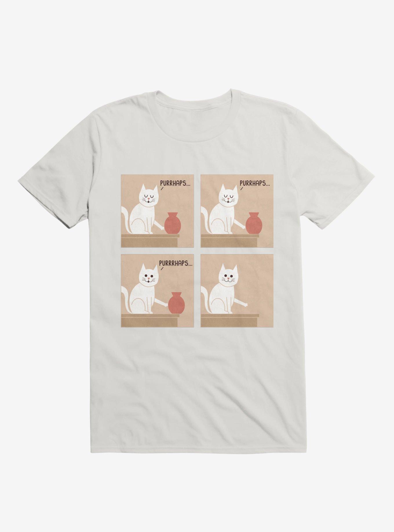 THRDLESS Purrhaps... Mischievous Cat White T-Shirt