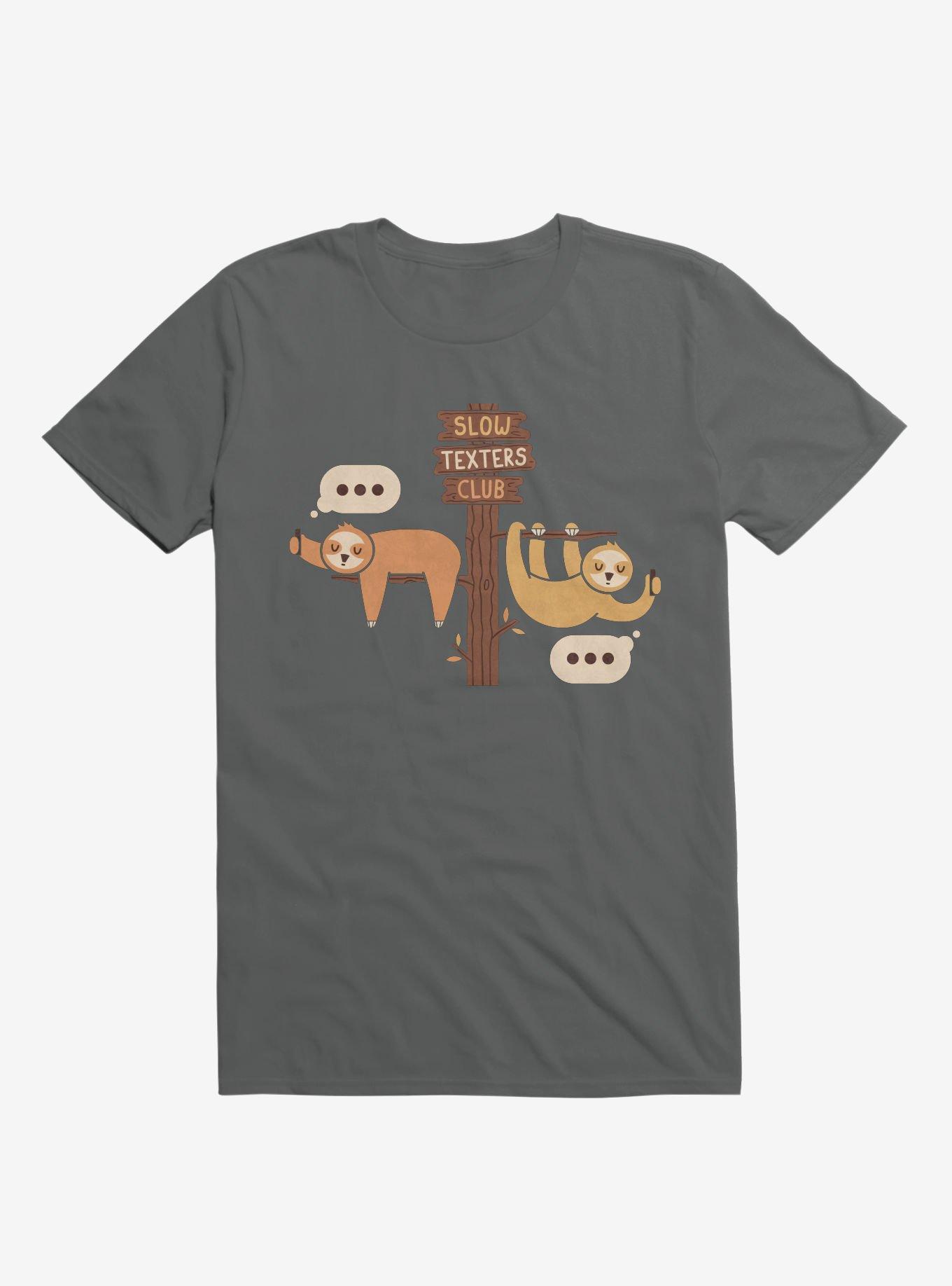 Sloths Slow Texters Club Charcoal Grey T-Shirt, , hi-res