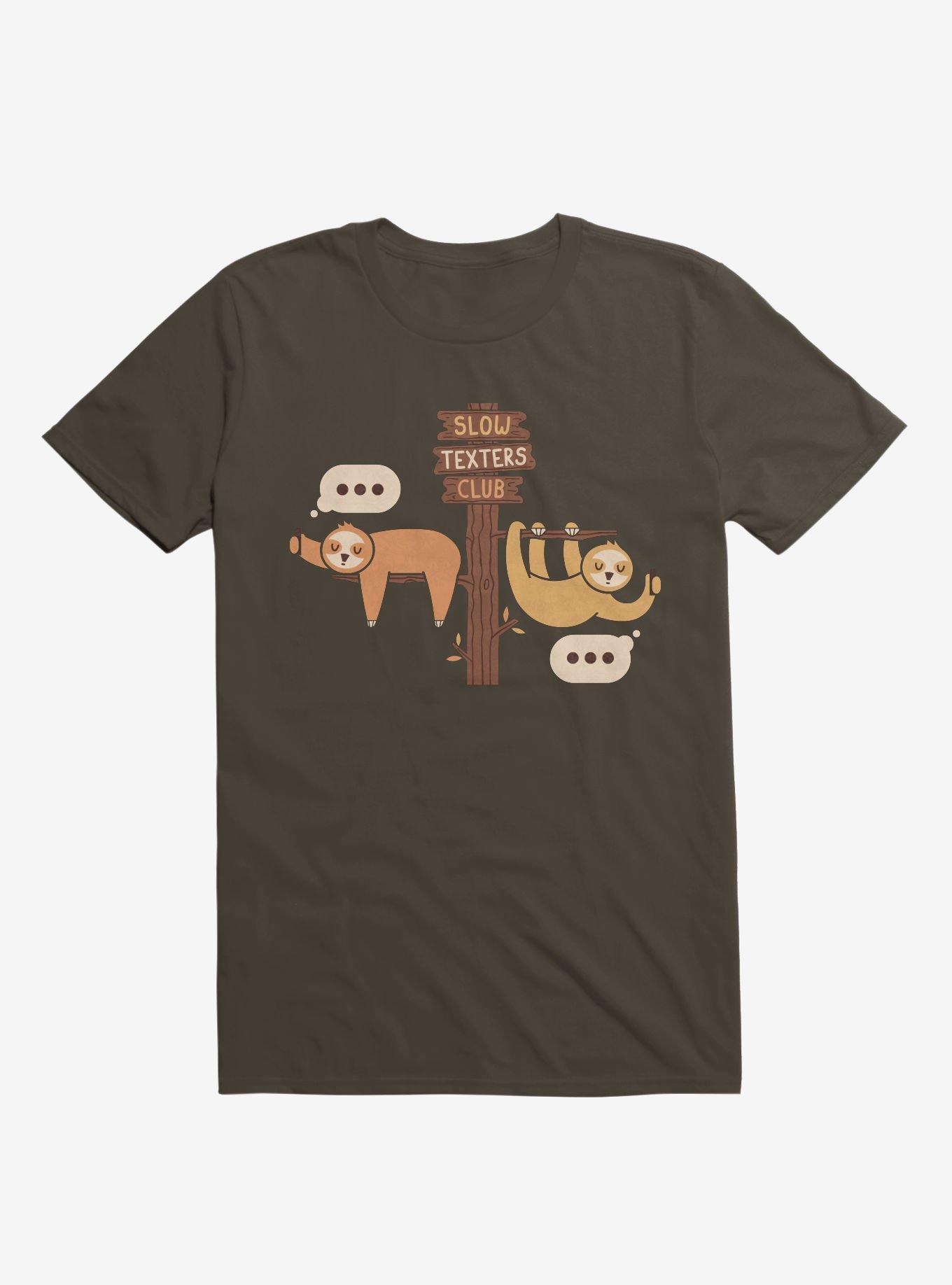 Sloths Slow Texters Club Brown T-Shirt, BROWN, hi-res