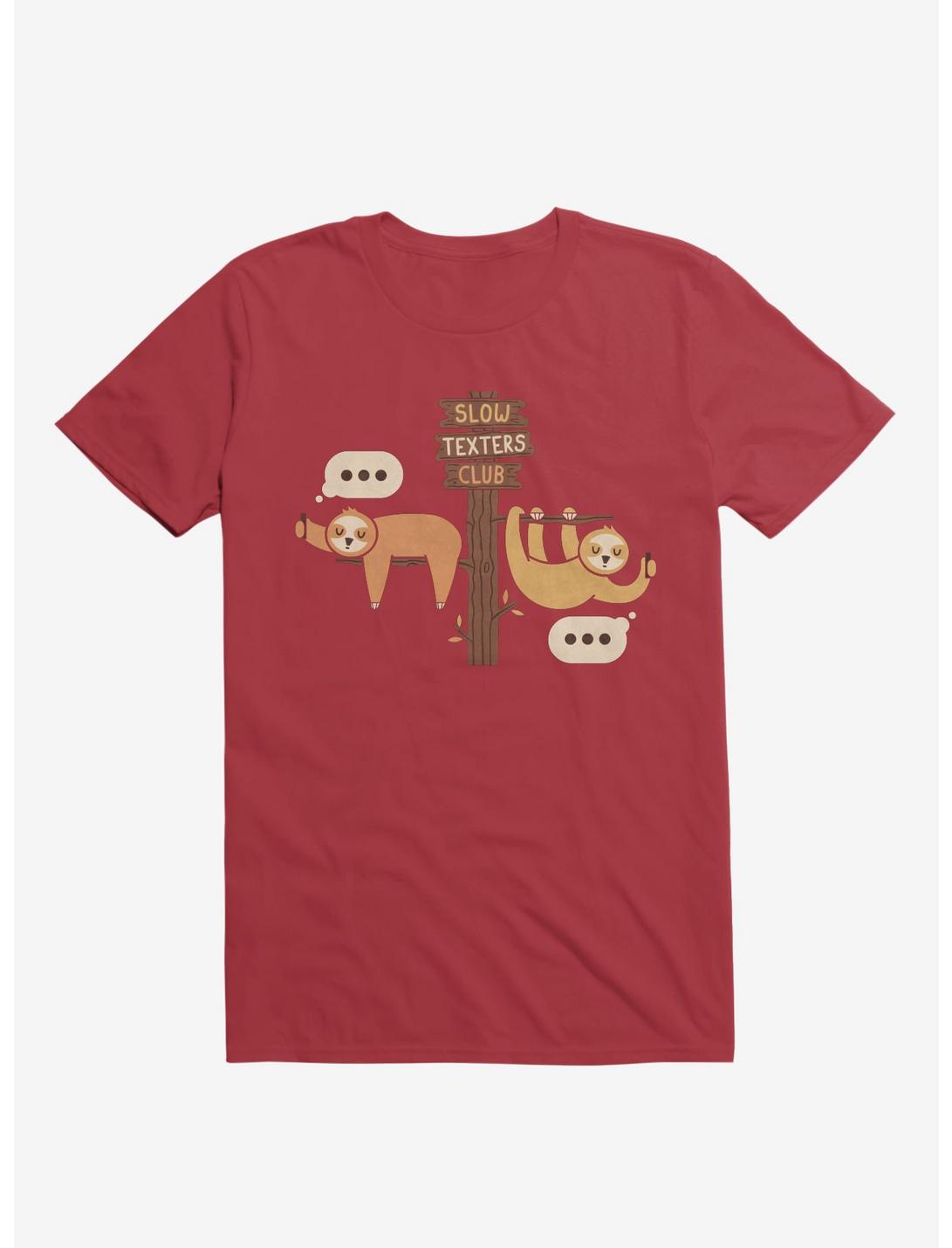 Sloths Slow Texters Club Red T-Shirt, RED, hi-res