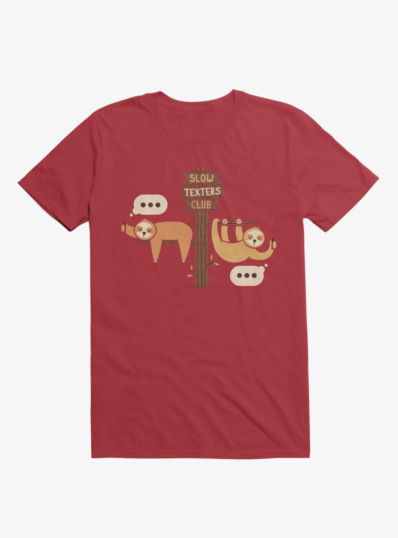 Sloths Slow Texters Club Red T-Shirt, , hi-res
