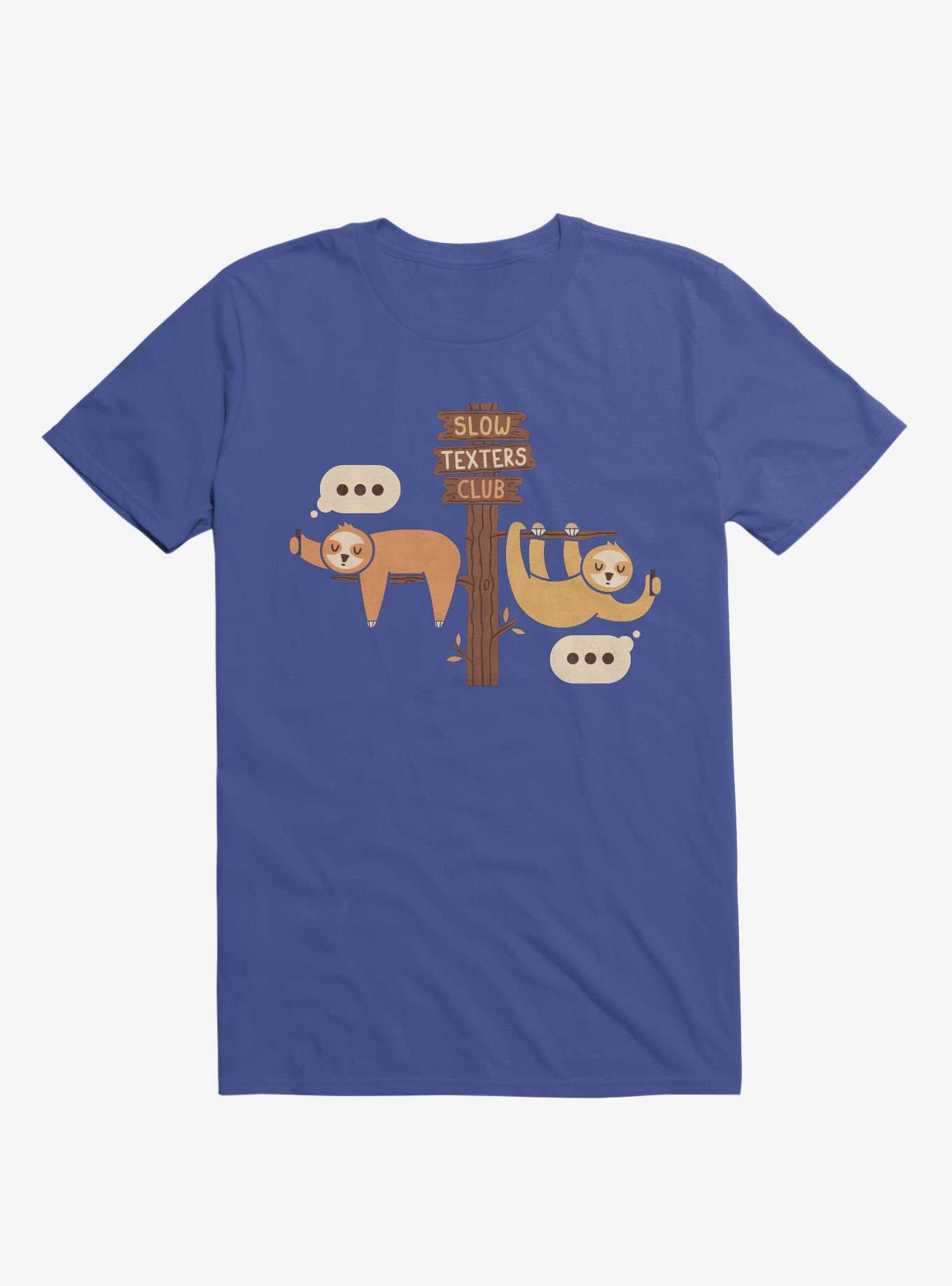 Sloths Slow Texters Club Royal Blue T-Shirt, , hi-res