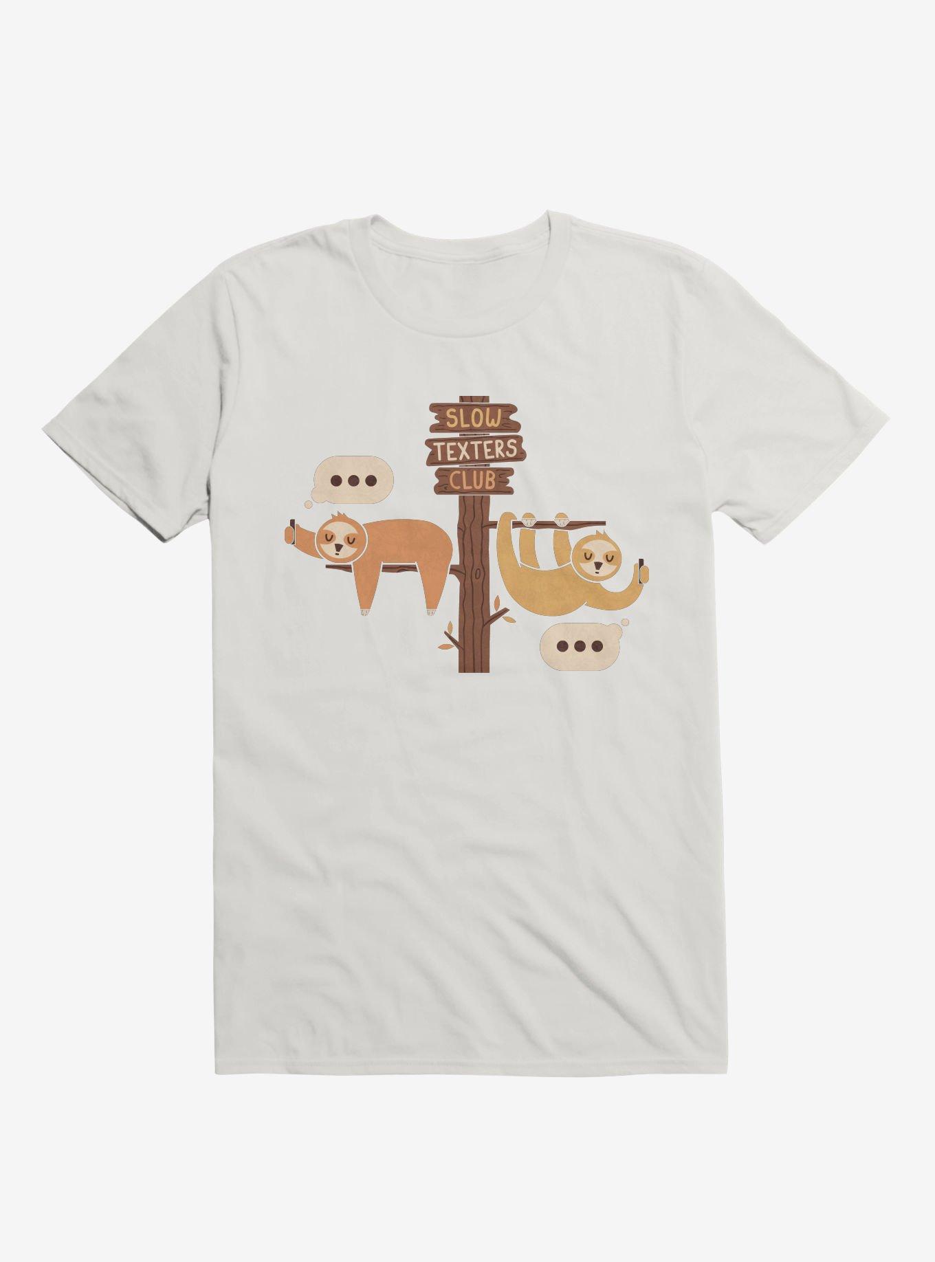 Sloths Slow Texters Club White T-Shirt, WHITE, hi-res