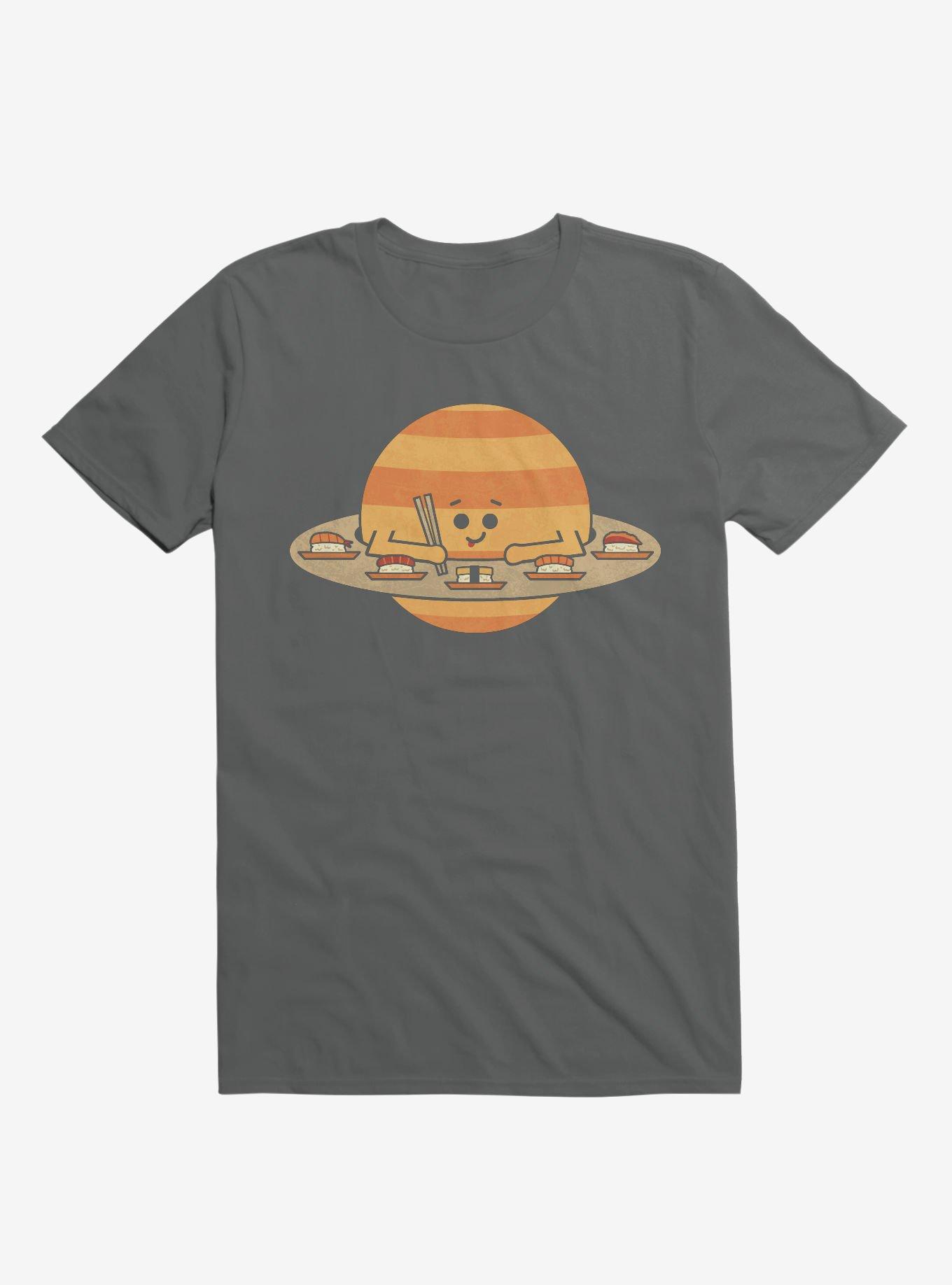 Saturn Eating Sushi Charcoal Grey T-Shirt, CHARCOAL, hi-res