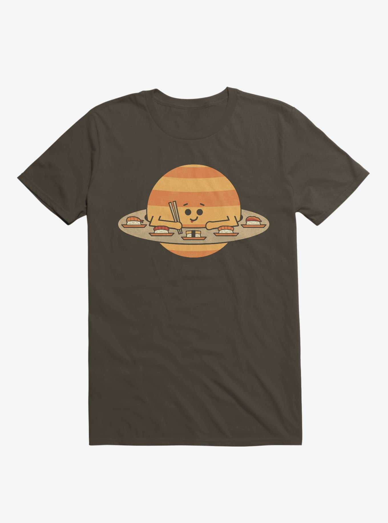 Saturn Eating Sushi Brown T-Shirt, , hi-res