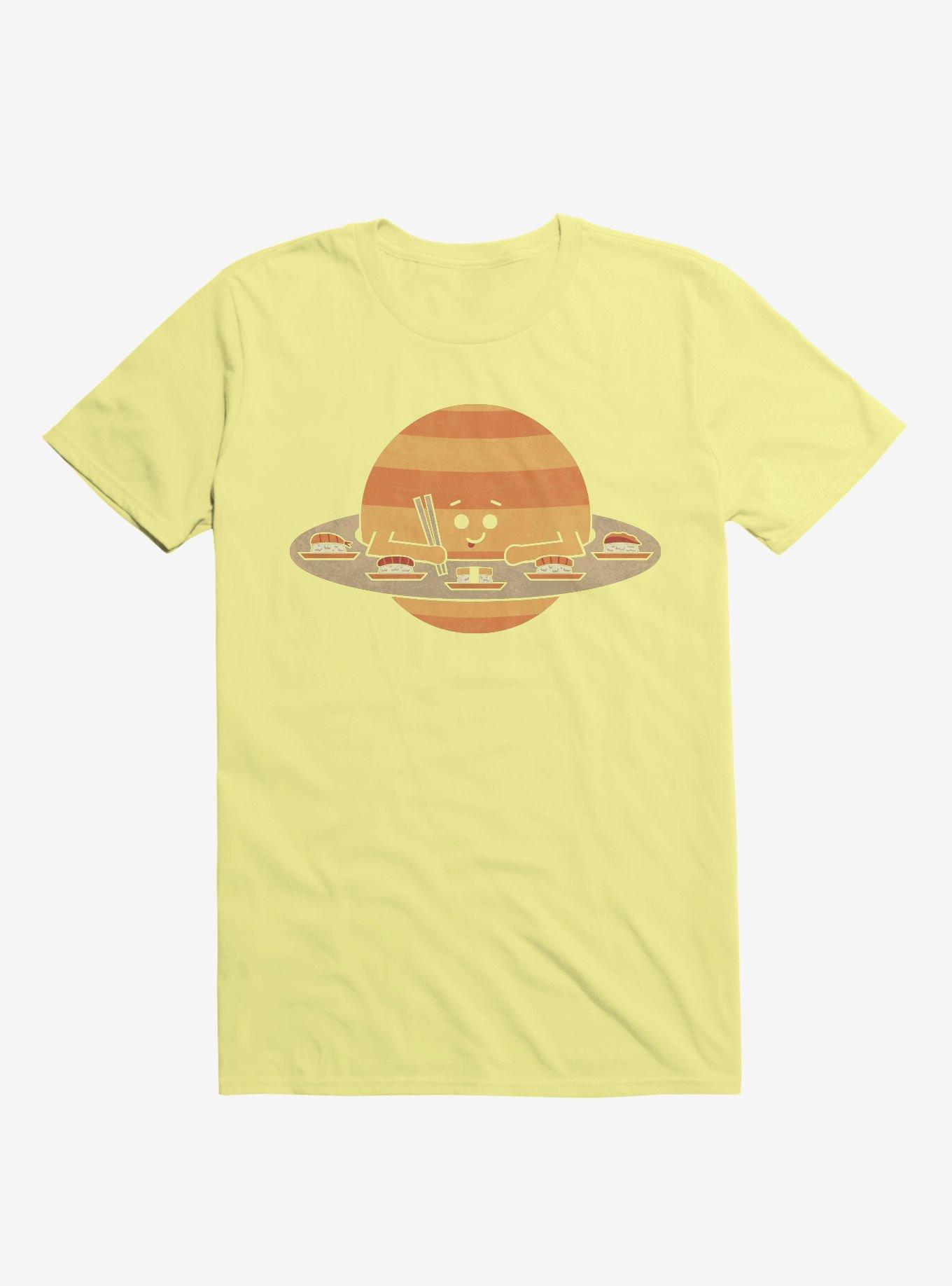 Saturn Eating Sushi Corn Silk Yellow T-Shirt, CORN SILK, hi-res