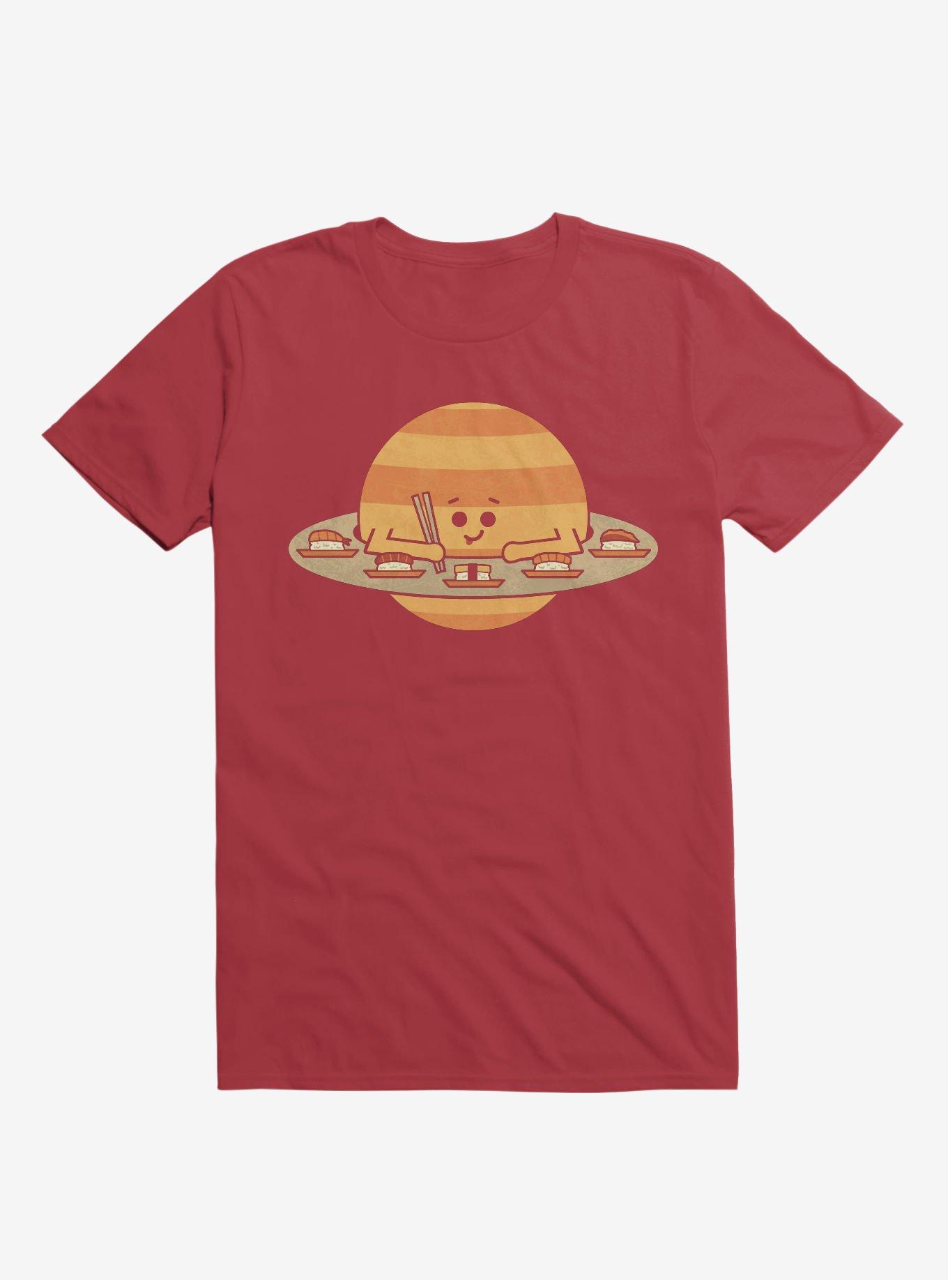Saturn Eating Sushi Red T-Shirt