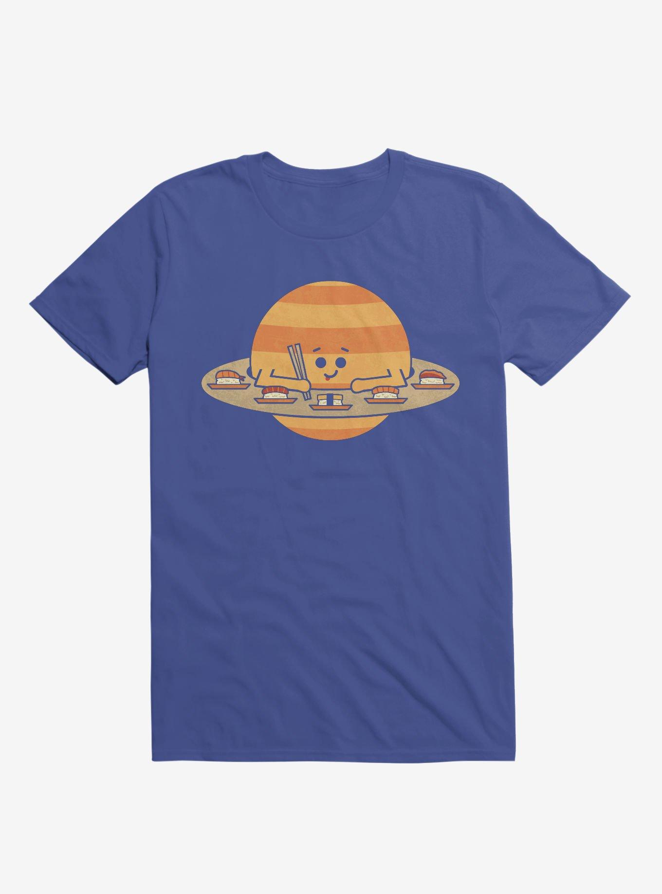 Saturn Eating Sushi Royal Blue T-Shirt, ROYAL, hi-res