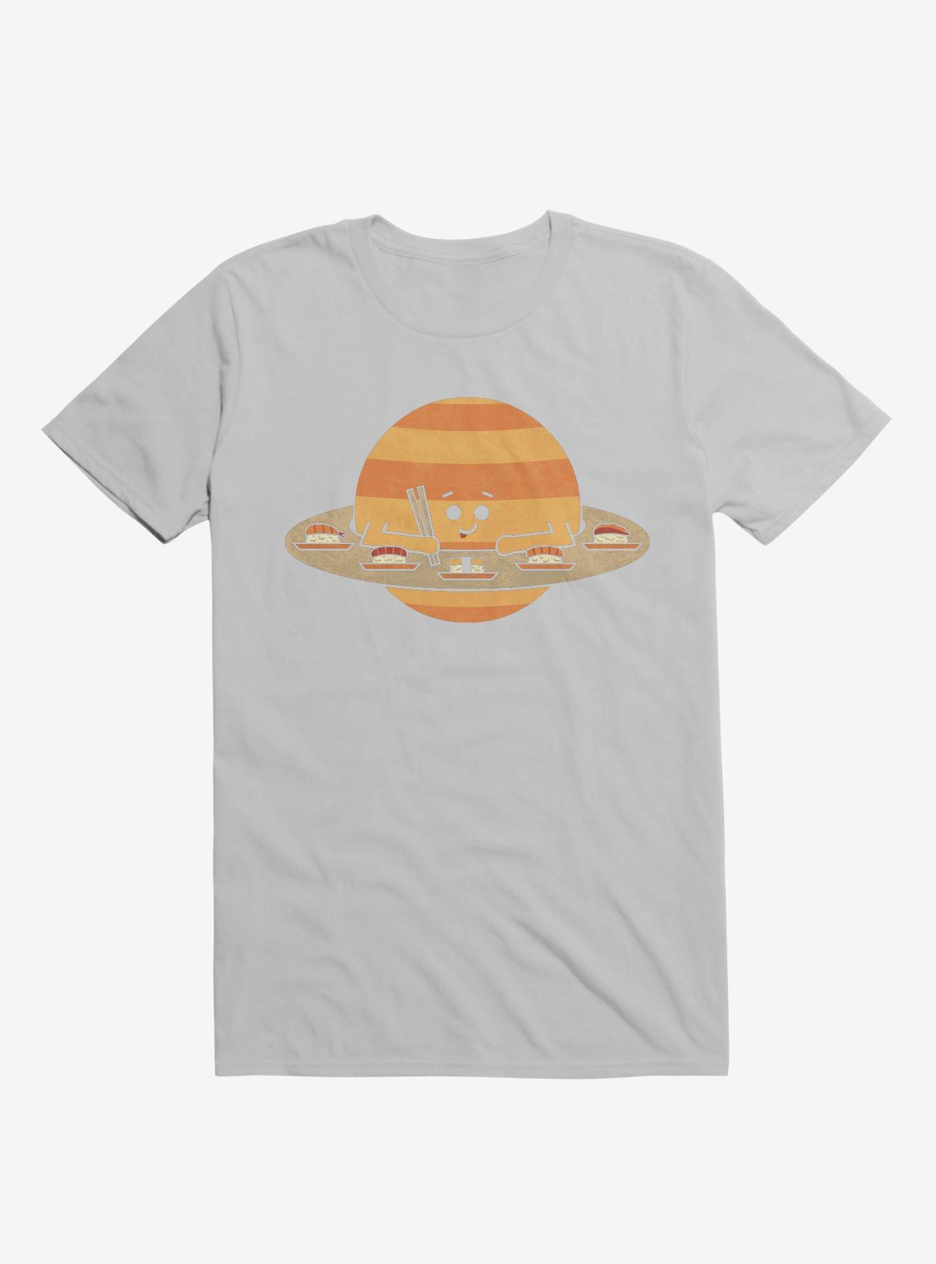 Saturn Eating Sushi Ice Grey T-Shirt, ICE GREY, hi-res