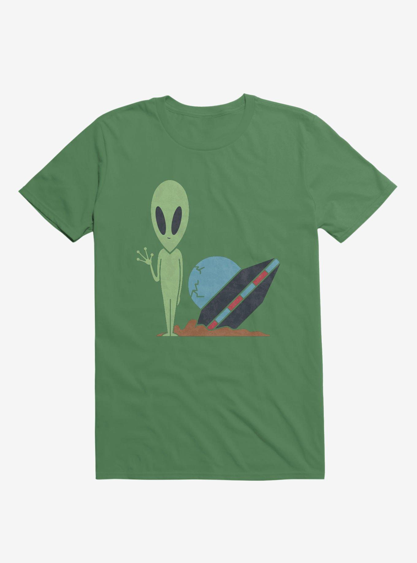 Alien UFO Crash Irish Green T-Shirt, , hi-res