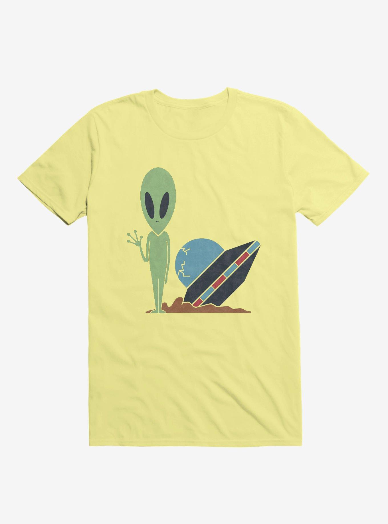 Alien UFO Crash Corn Silk Yellow T-Shirt, CORN SILK, hi-res