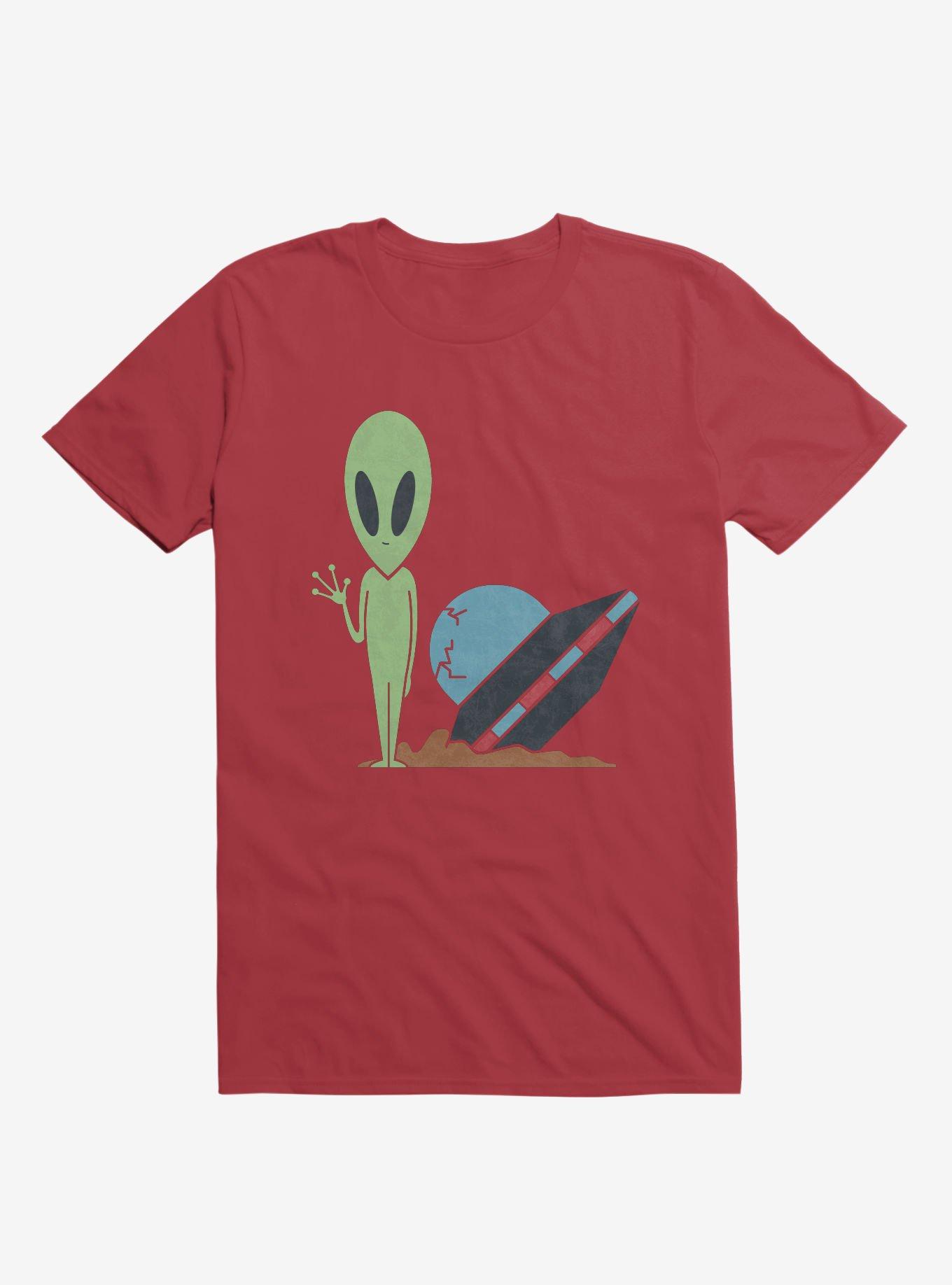 Alien UFO Crash Red T-Shirt, , hi-res