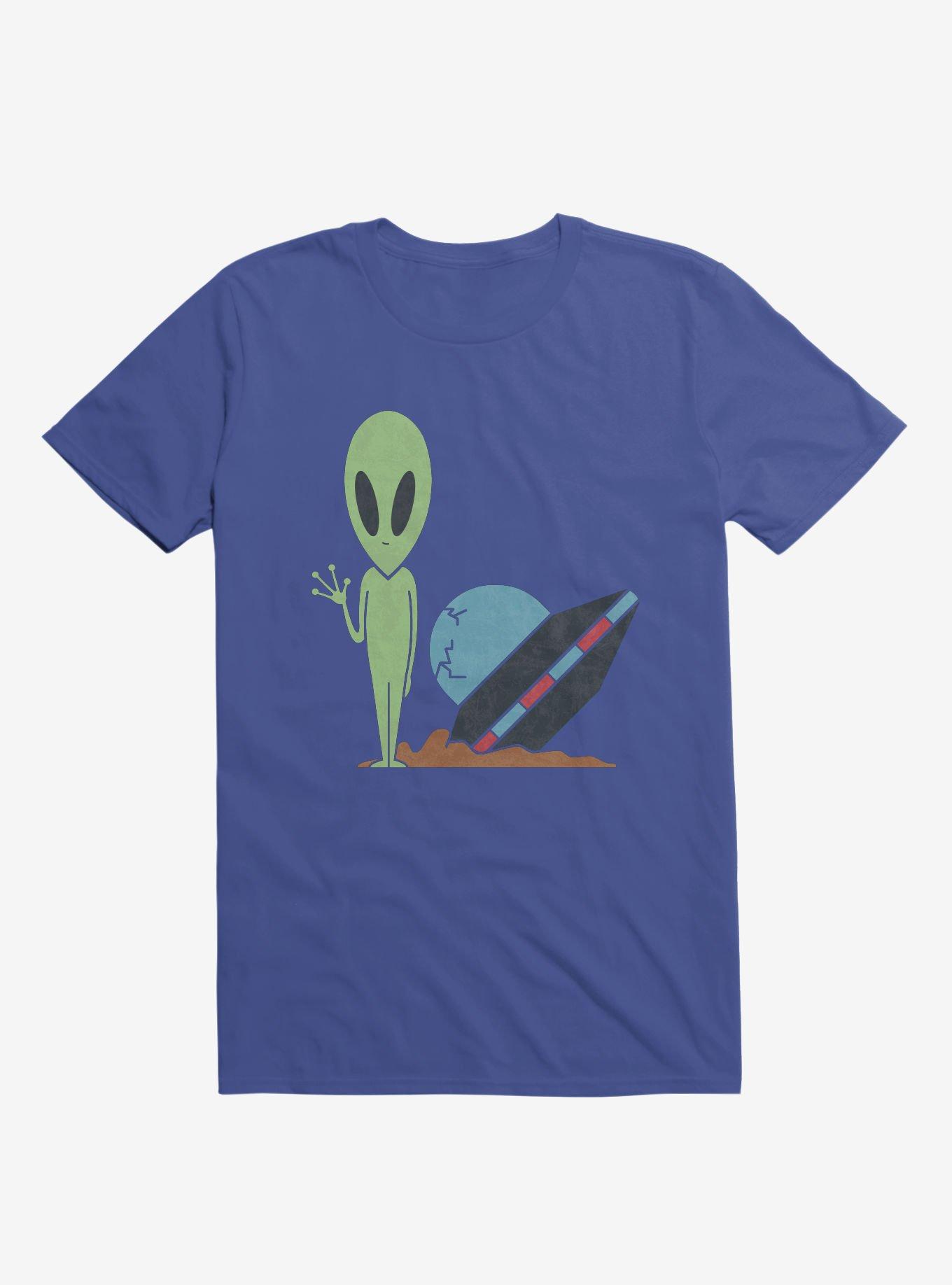 Alien UFO Crash Royal Blue T-Shirt, , hi-res