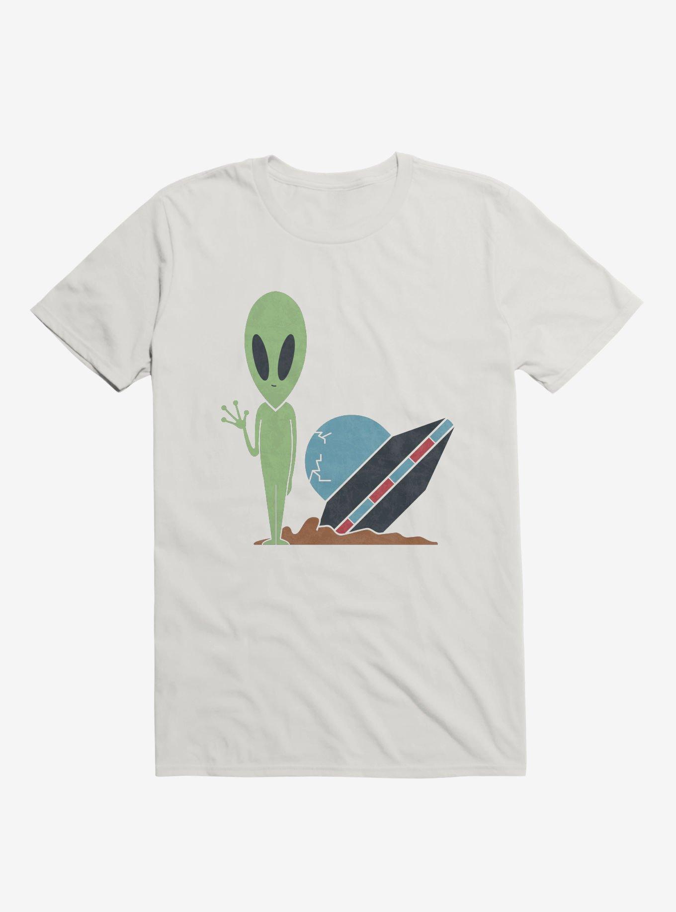 Alien UFO Crash White T-Shirt, WHITE, hi-res