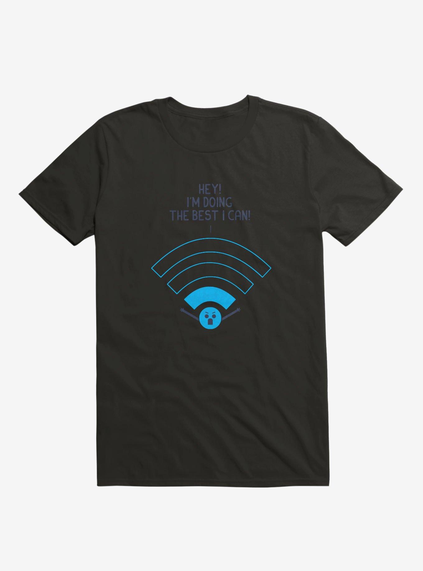 Angry Wi-Fi Hey! I'm Doing The Best I Can! Black T-Shirt, BLACK, hi-res