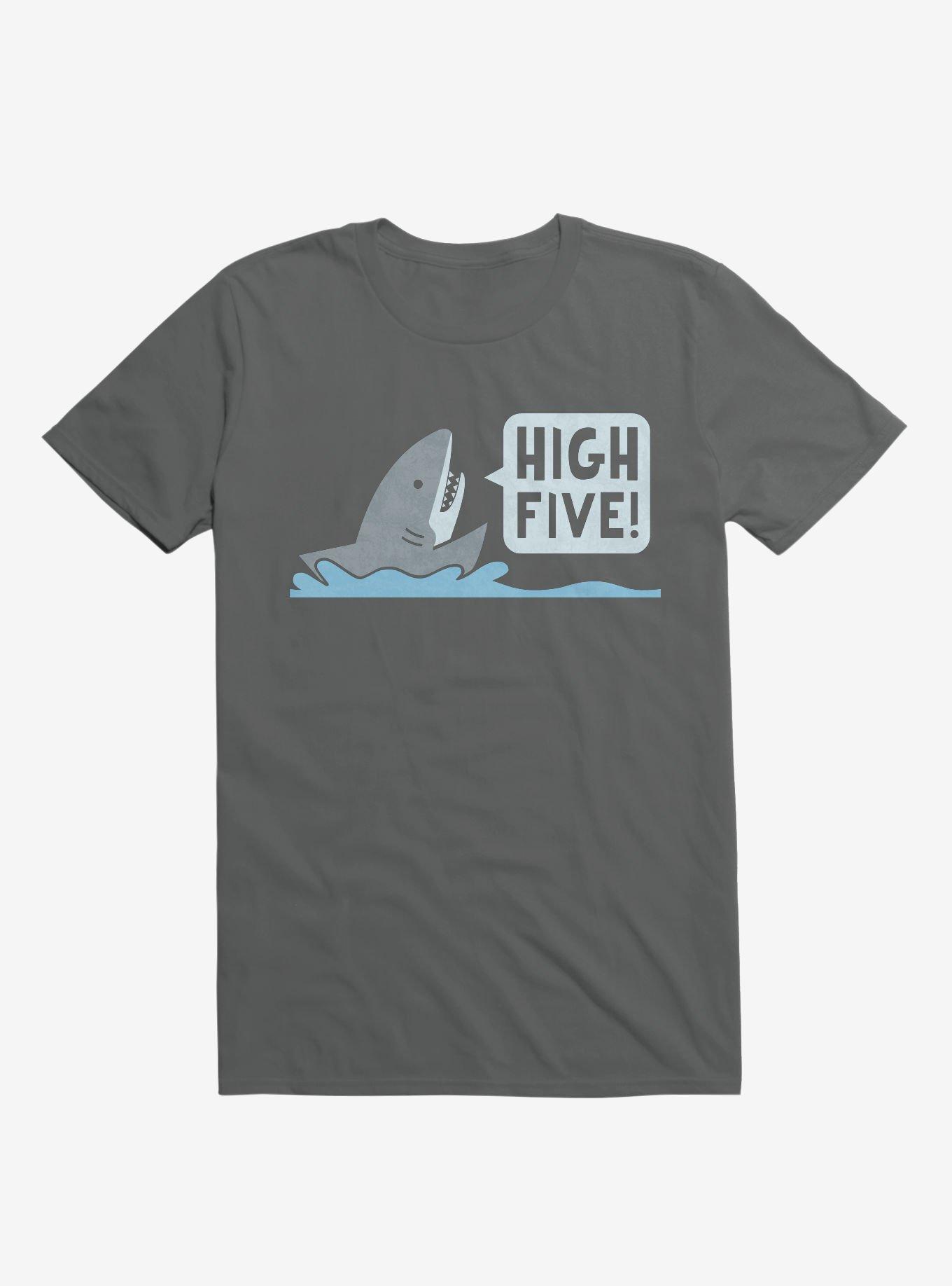 Shark High Five Charcoal Grey T-Shirt, CHARCOAL, hi-res
