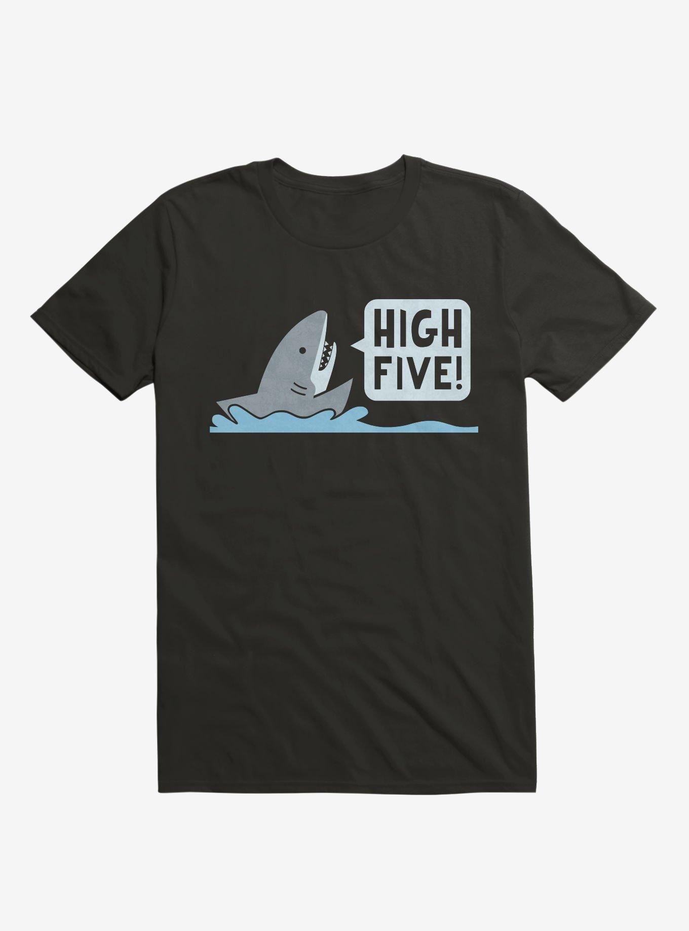 Shark High Five Black T-Shirt, BLACK, hi-res