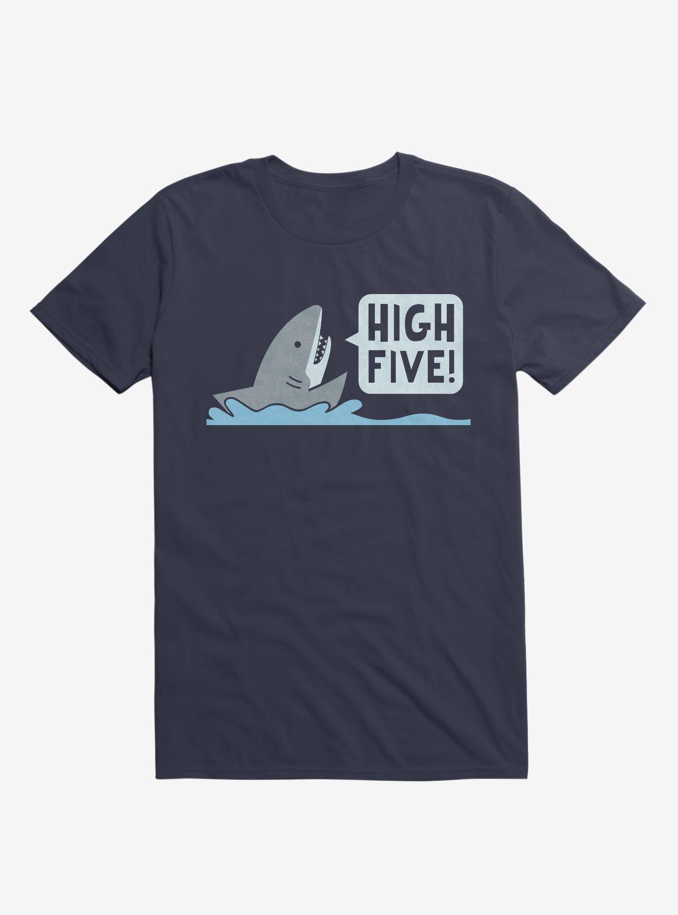 Shark High Five Navy Blue T-Shirt, , hi-res