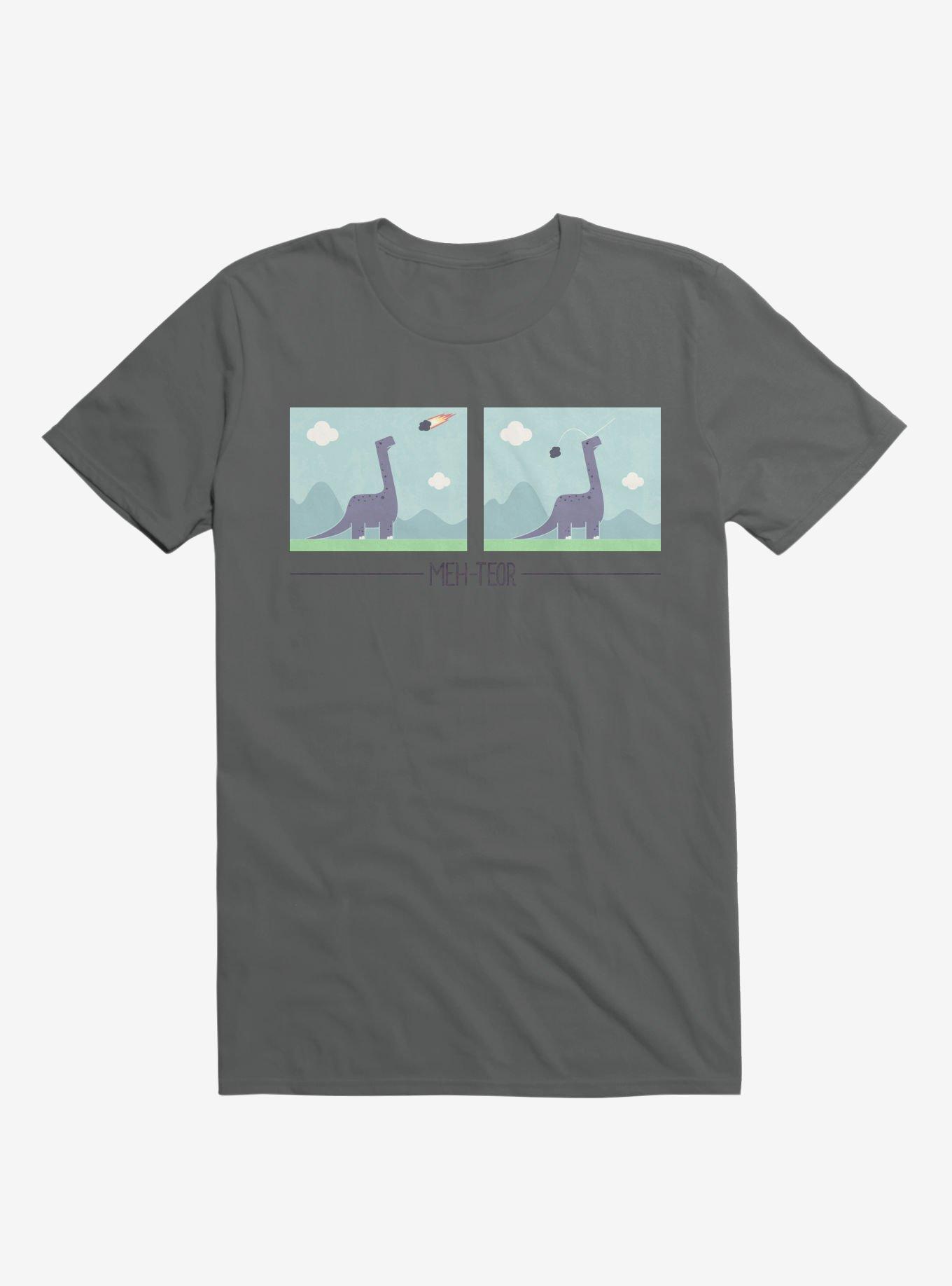 Dinosaur Meh-Teor Charcoal Grey T-Shirt, CHARCOAL, hi-res