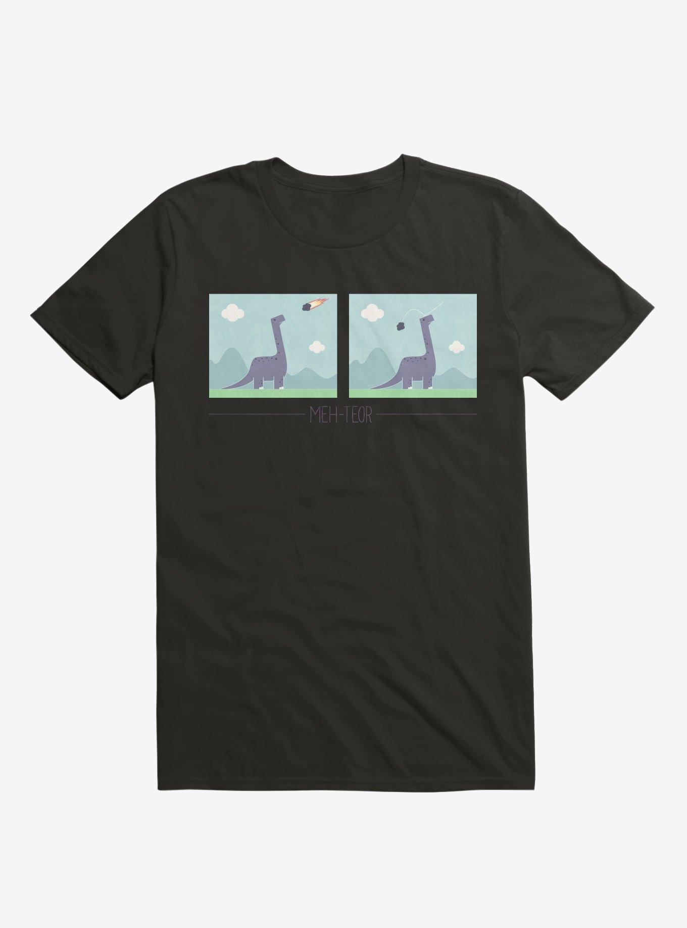 Dinosaur Meh-Teor Black T-Shirt, BLACK, hi-res