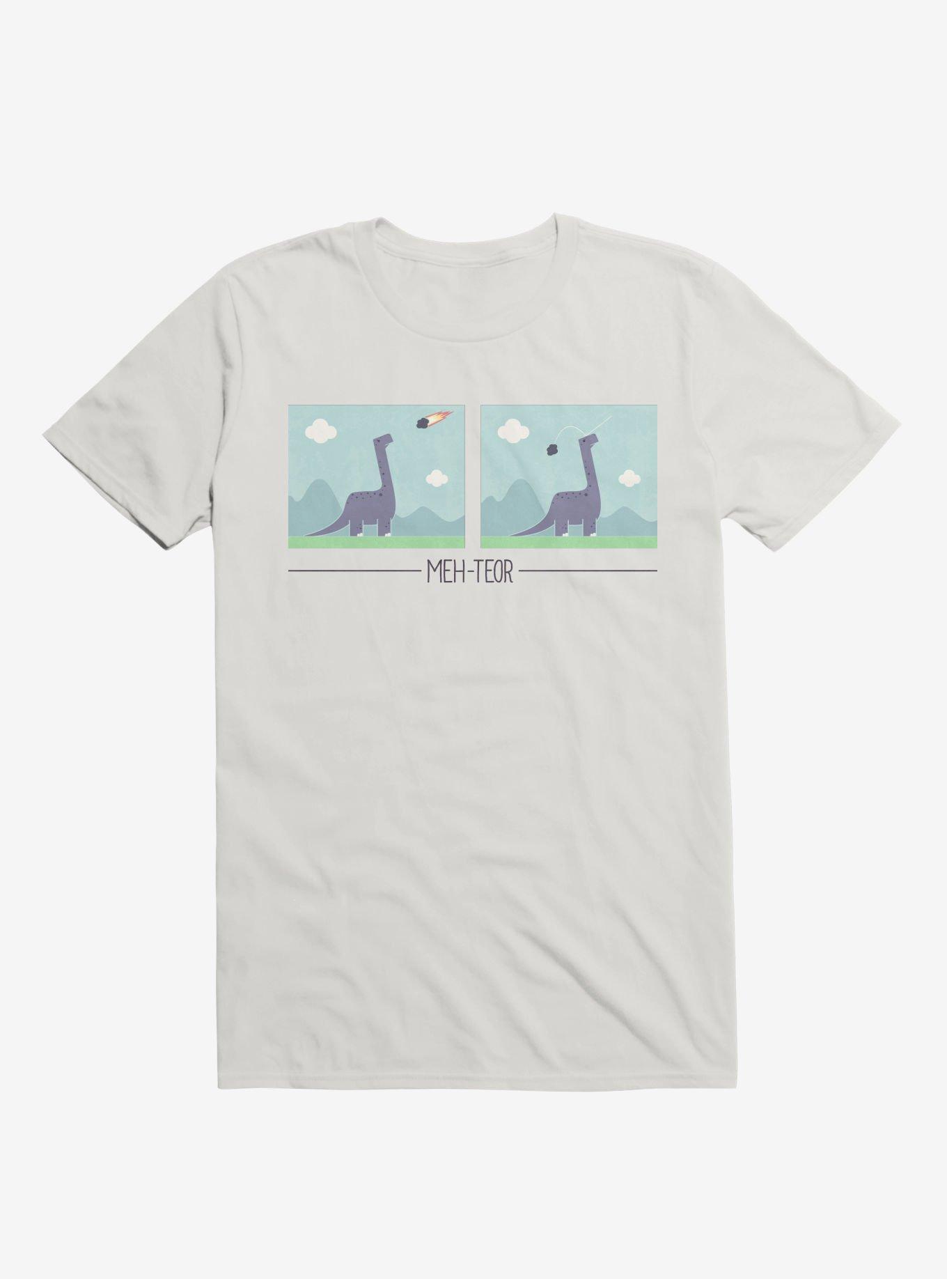 Dinosaur Meh-Teor White T-Shirt, WHITE, hi-res